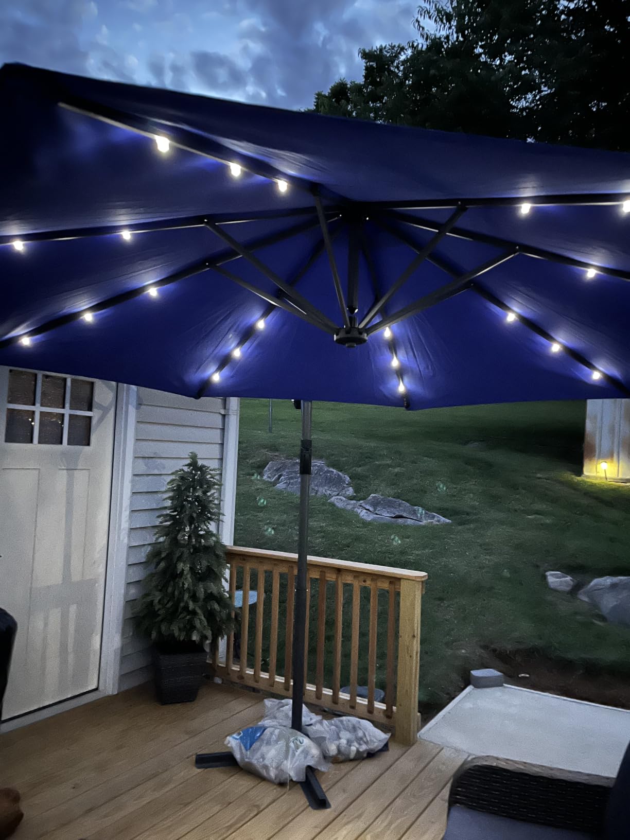Best Choice Products 10ft Solar LED Offset Cantilever Hanging Market Patio Umbrella, Smooth 360 Rotation, 8 Sturdy Ribs, Easy Adjustment - Tan customer photo 1
