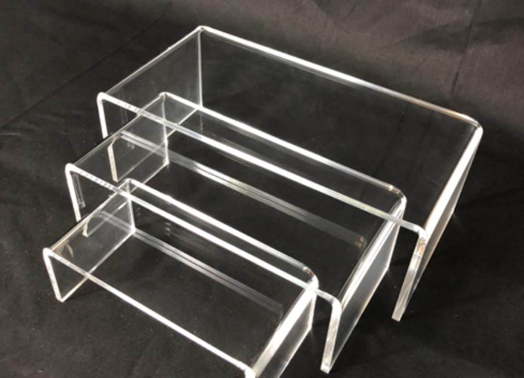 6PCS Acrylic Display Risers, 12'' Large Acrylic Risers Display Stands, Tiered Shelves for Gemstone, Curio, Figurines, Collectibles and Home Deco customer photo 1