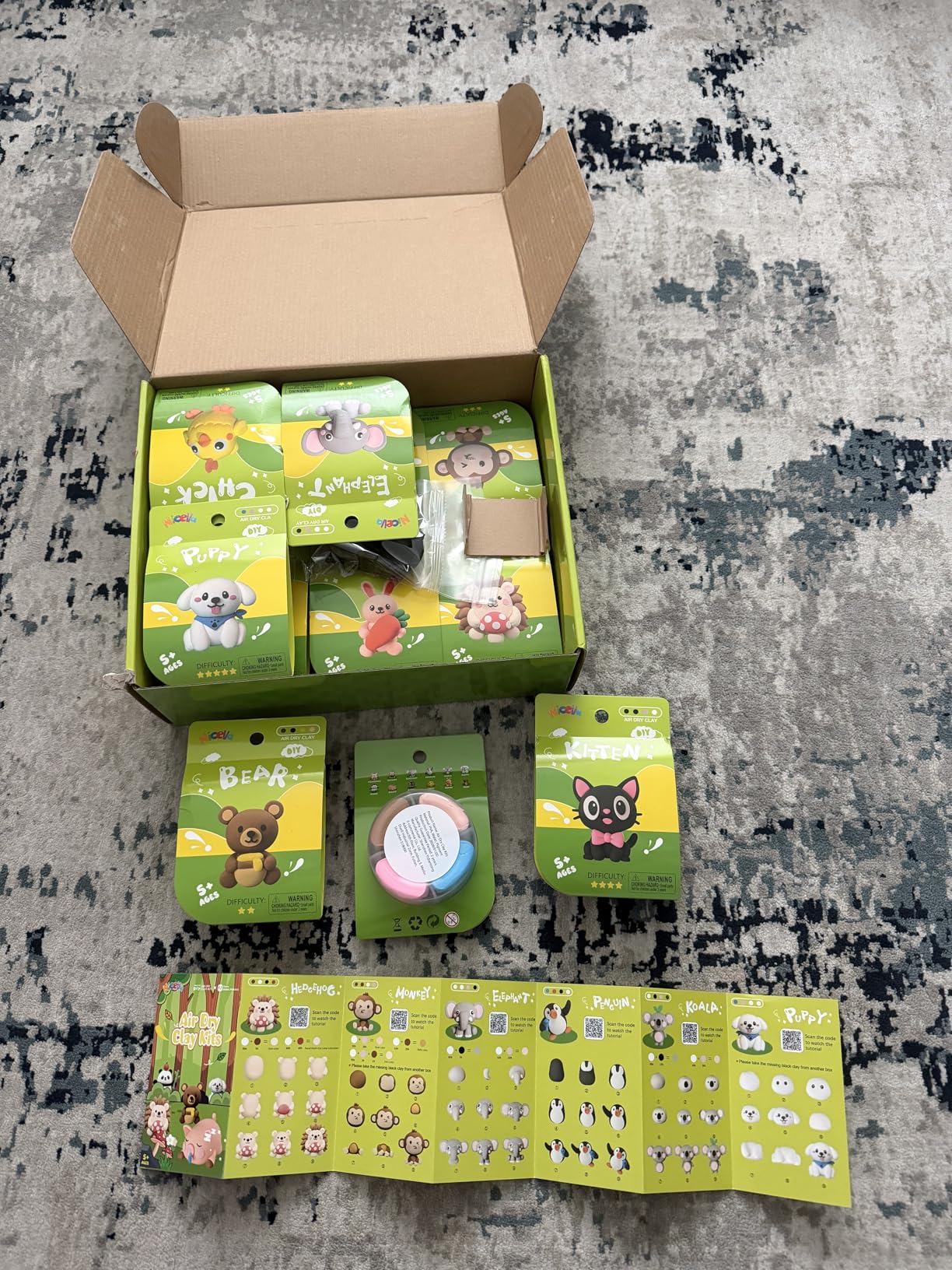 Nicella Air Dry Clay Kit, 12 Animals Modeling Clay for Kids, Model Magic Clay with Sculpting Tools and Tutorials, Safe & Non-Toxic, DIY Arts & Crafts School Projects, Home Party Favors for Boys Girls customer photo 1