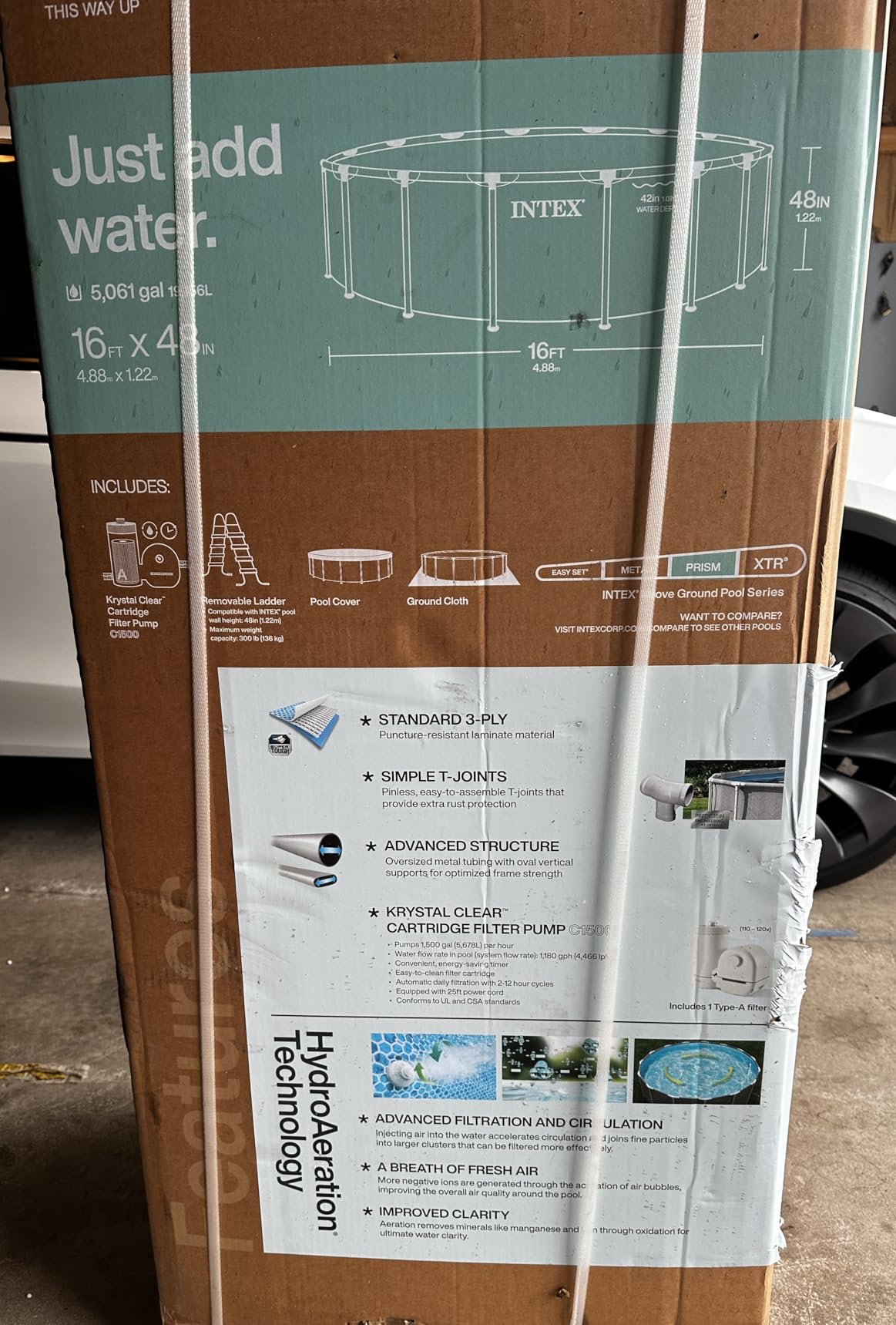 INTEX 26745EP 16ft X 48in Chevron Prism Frame Premium Above Ground Swimming Pool Set with 1500 GPH Filter Pump, Removable Ladder, Ground Cloth, Pool Cover customer photo 2