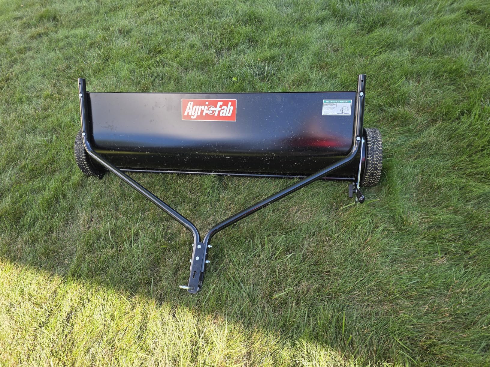Agri-Fab Heavy Duty Tow Behind Lawn Sweeper, 50 in Working Width with 26 Cu Ft Hopper and Adjustable Brush Height customer photo 1
