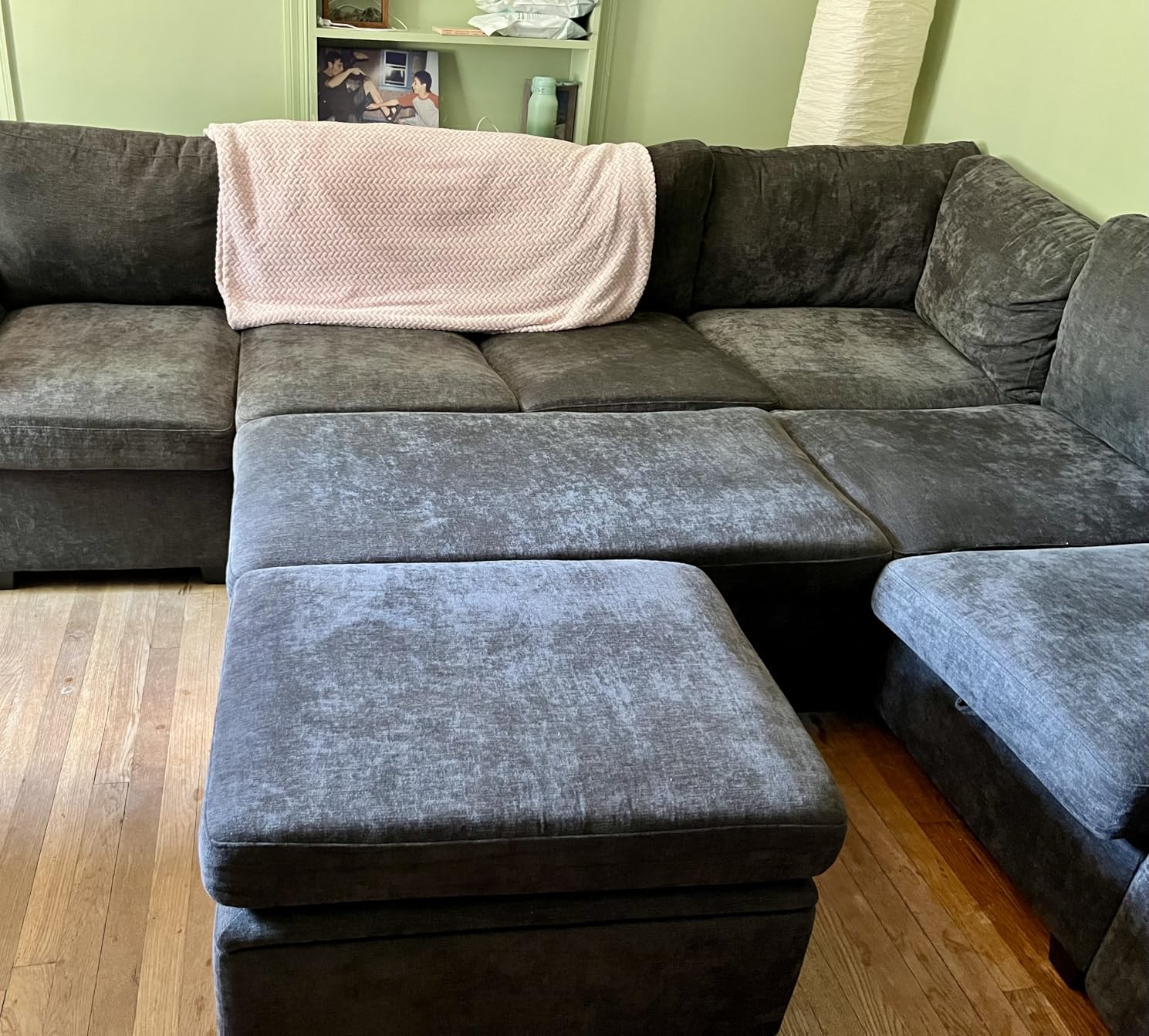 108 Inch Sectional Sleeper Sofa with Pull Out Bed, U Shaped 7 Seat Modular Sectional Sofa with Storage, Cloud Modular Couch, Dark Grey customer photo 2