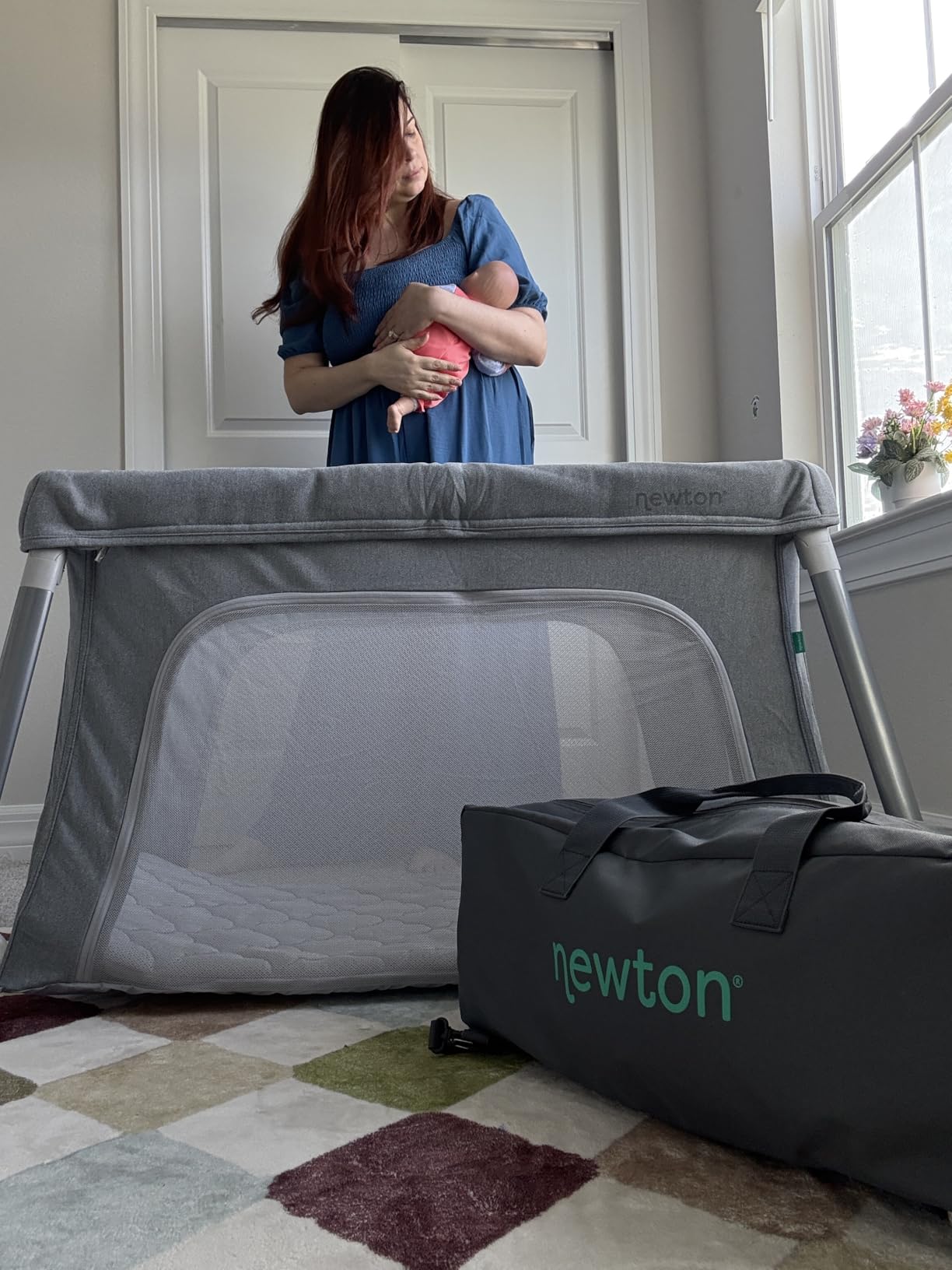 Newton Baby Compact Travel Crib & Play Yard - Breathable & Washable Mattress, Foldable Carry-On Size, Backpack Straps, Sand customer photo 1