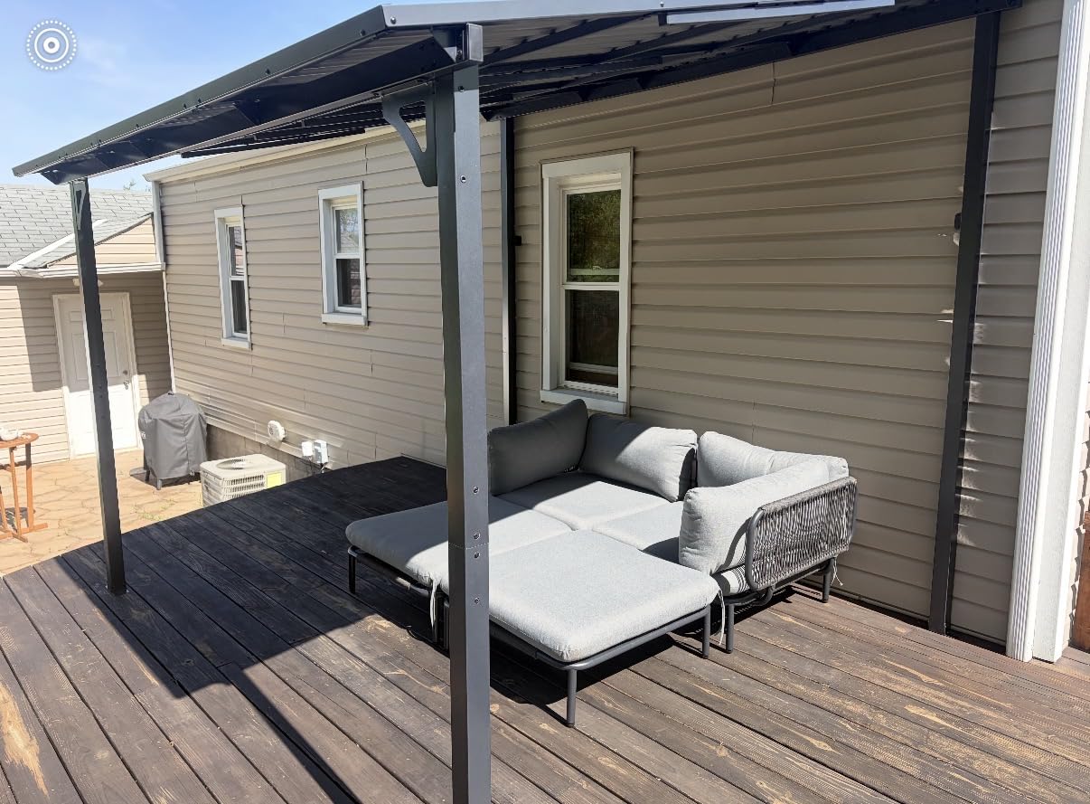 10' x 20' Lean to Gazebo Pergola, Hardtop Gazebo Metal Large Galvanized Steel Wall Mounted Pergolas on Clearance with Polycarbonate Roof, Awnings, Patio Canopy for Backyard, Deck, Porch customer photo 1