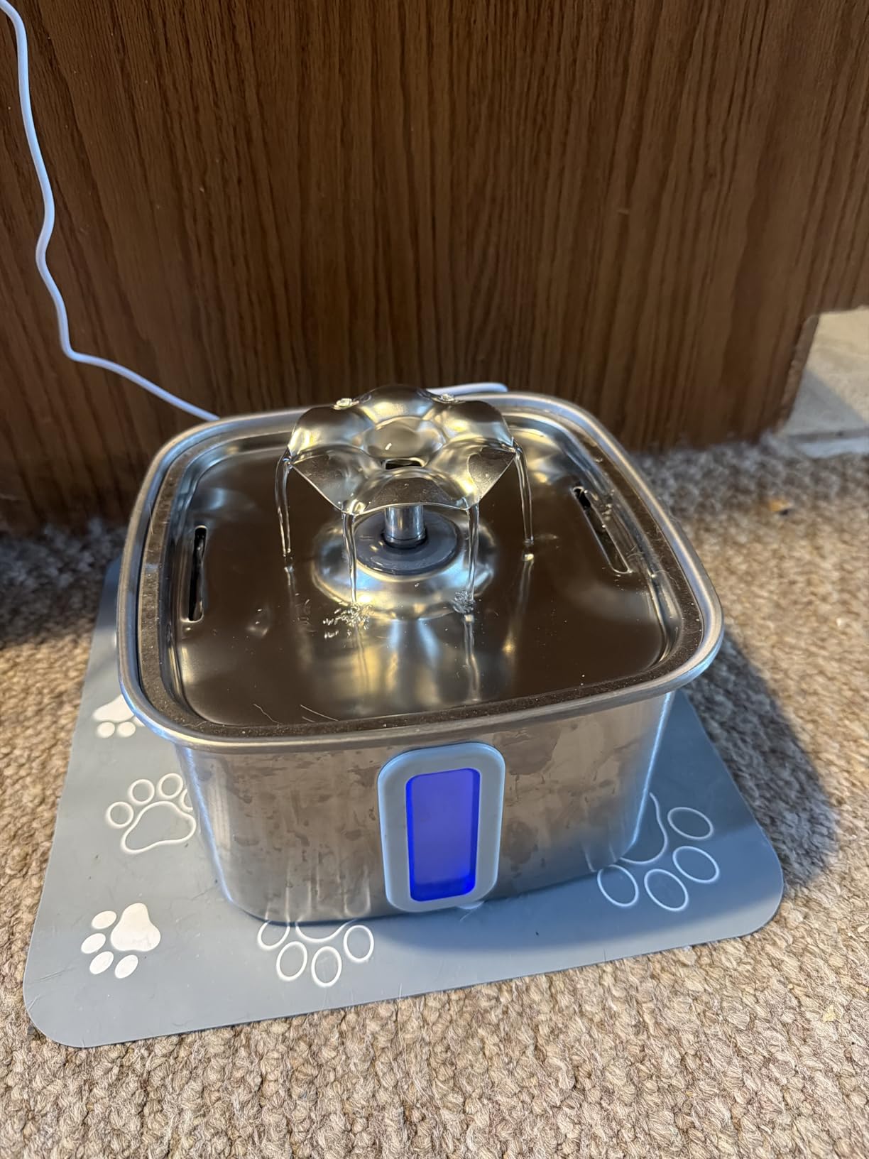 Veken Innovation Award Winner Stainless Steel Cat Water Fountain, 108oz/3.2L Automatic Pet Fountain Dog Water Dispenser with 3 Replacement Filters & Silicone Mat (Silver) customer photo 1