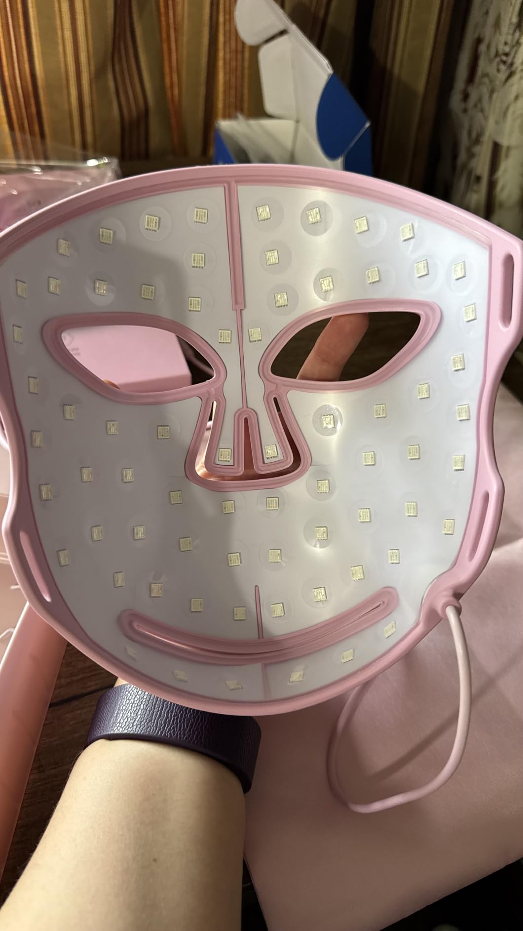 VogueNow LED Light Therapy Mask - FDA-Cleared Device for Wrinkles & Acne - Red Light Therapy for Face with Chin & Lip Coverage - Red, Blue & Near Infrared Facial Skincare Device with 280 LEDs customer photo 2