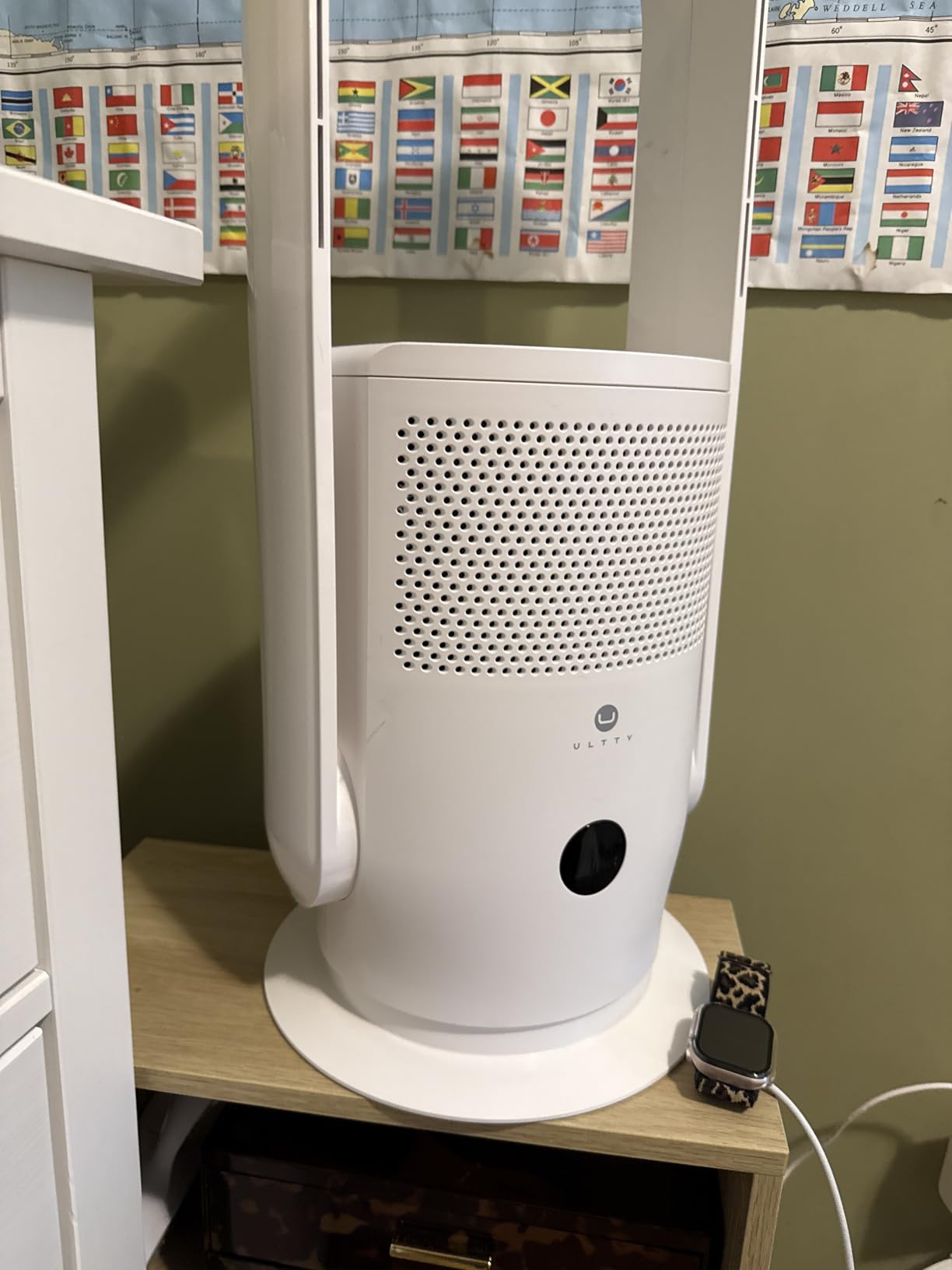 U ULTTY Bladeless Tower Fan and Air Purifier in One, Quiet Tower Fan with Remote, Touch, 9 Speeds, 8H Timer, HEPA Filter 99.97%, 90° Oscillation Fans, Floor Fans Powerful for Home Office Room, Black customer photo 2