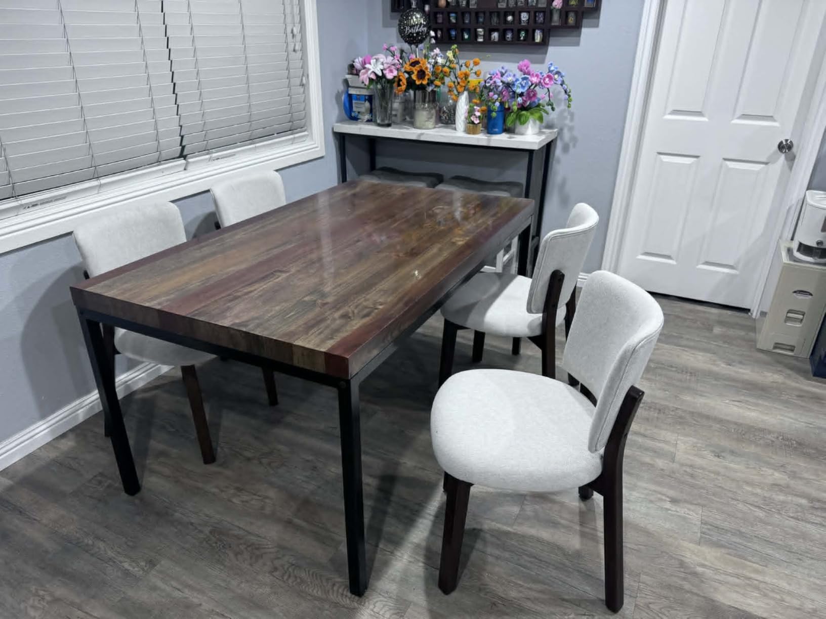 LUE BONA Wooden Dining Chairs Set of 4, Comfortable Wide Back Kitchen Side Chairs, Strong Thick Legs for Modern Farmhouse Dining Room, Linen Upholstered and Natural Wood Legs customer photo 1
