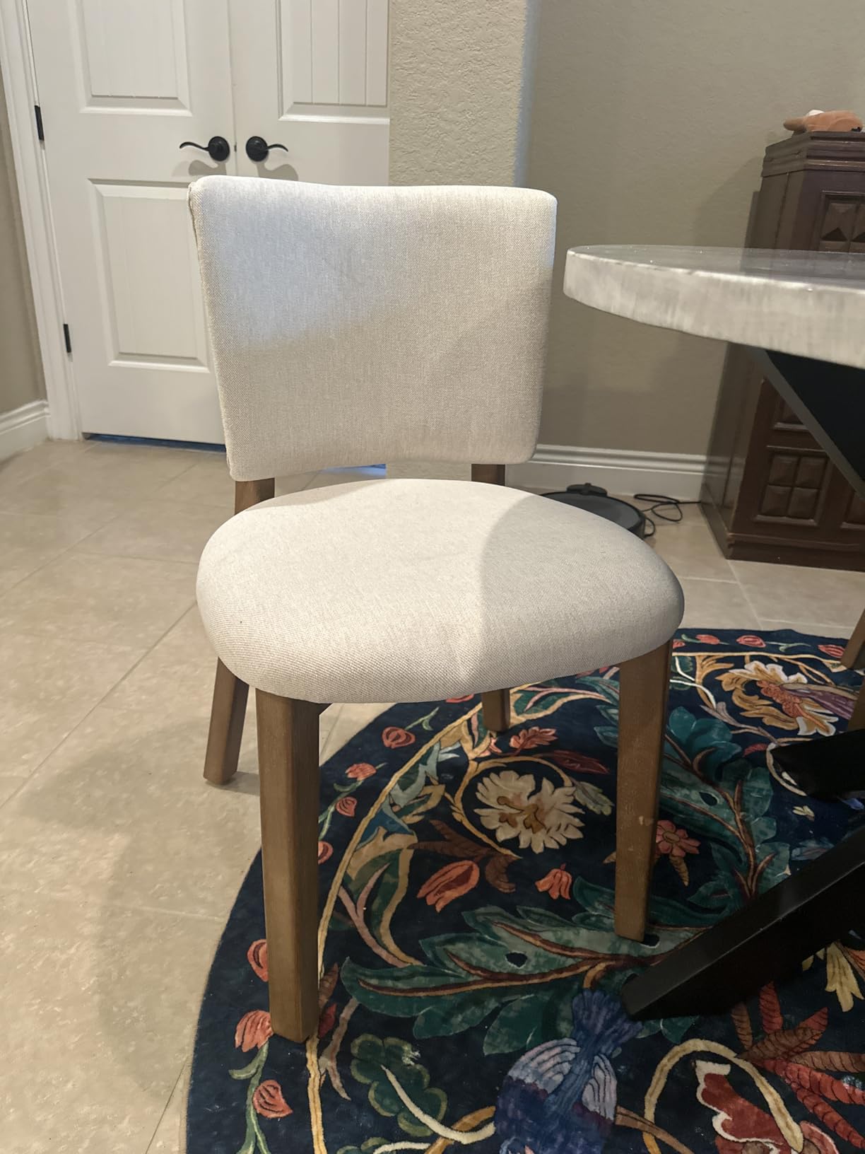 LUE BONA Wooden Dining Chairs Set of 4, Comfortable Wide Back Kitchen Side Chairs, Strong Thick Legs for Modern Farmhouse Dining Room, Linen Upholstered and Natural Wood Legs customer photo 2