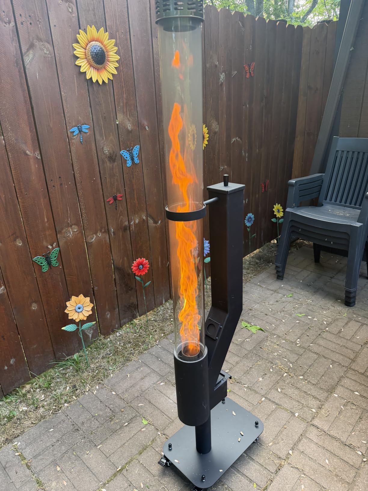 Outdoor Pellet Fire Pit, Spiral Swirling Flame Column with Glass Tube, Creates Cozy Patio and Garden Ambience, Great for Backyard and Camping customer photo 1