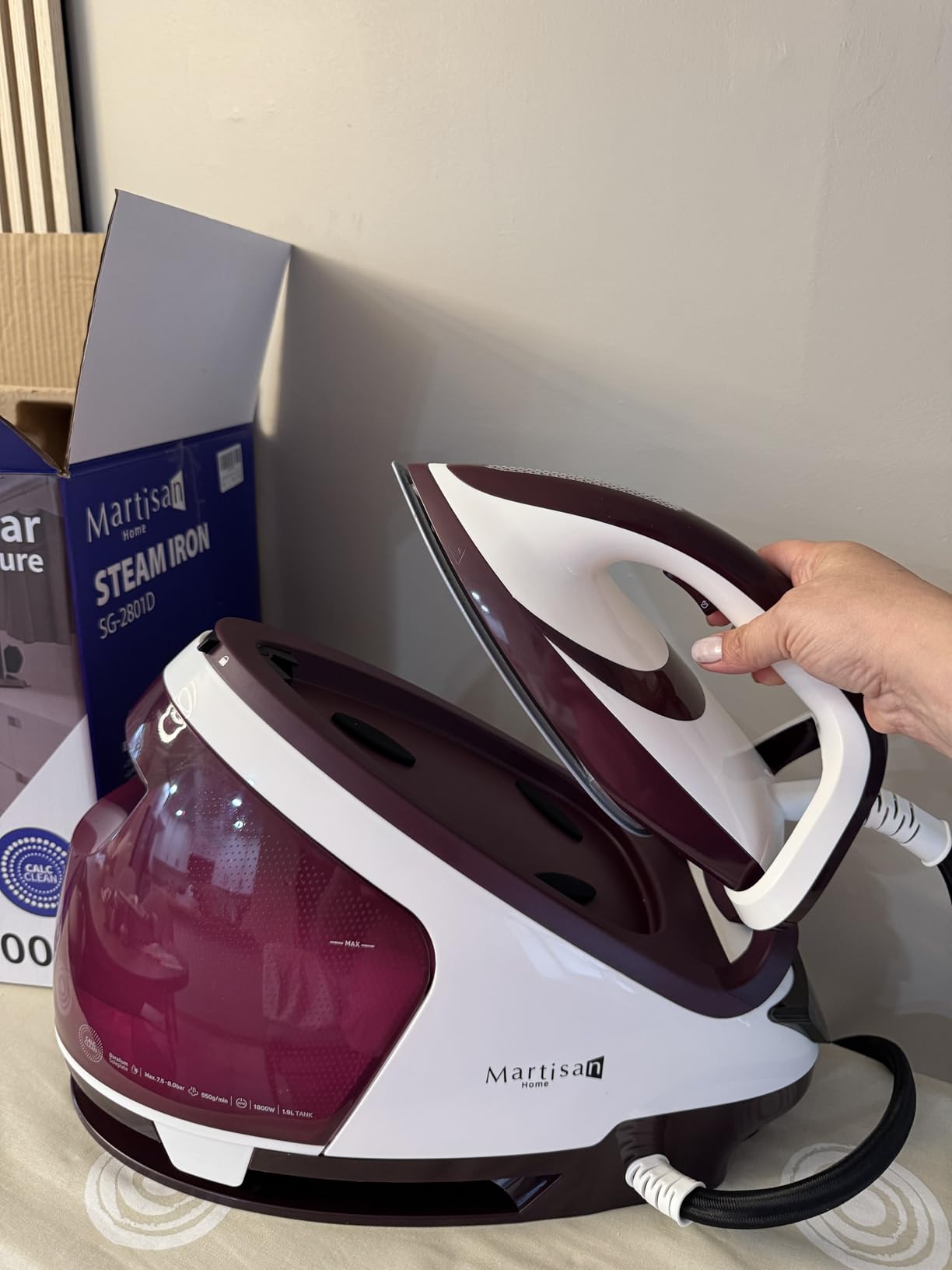 Martisan Steam Generator Iron for Clothes, LED Steam Station, 1800W Power, 8 Bar Max Pressure, 1.9L Water Tank, 550g/min Steam Burst, Auto Off, Ceramic Soleplate, Fast Wrinkle Removal customer photo 1