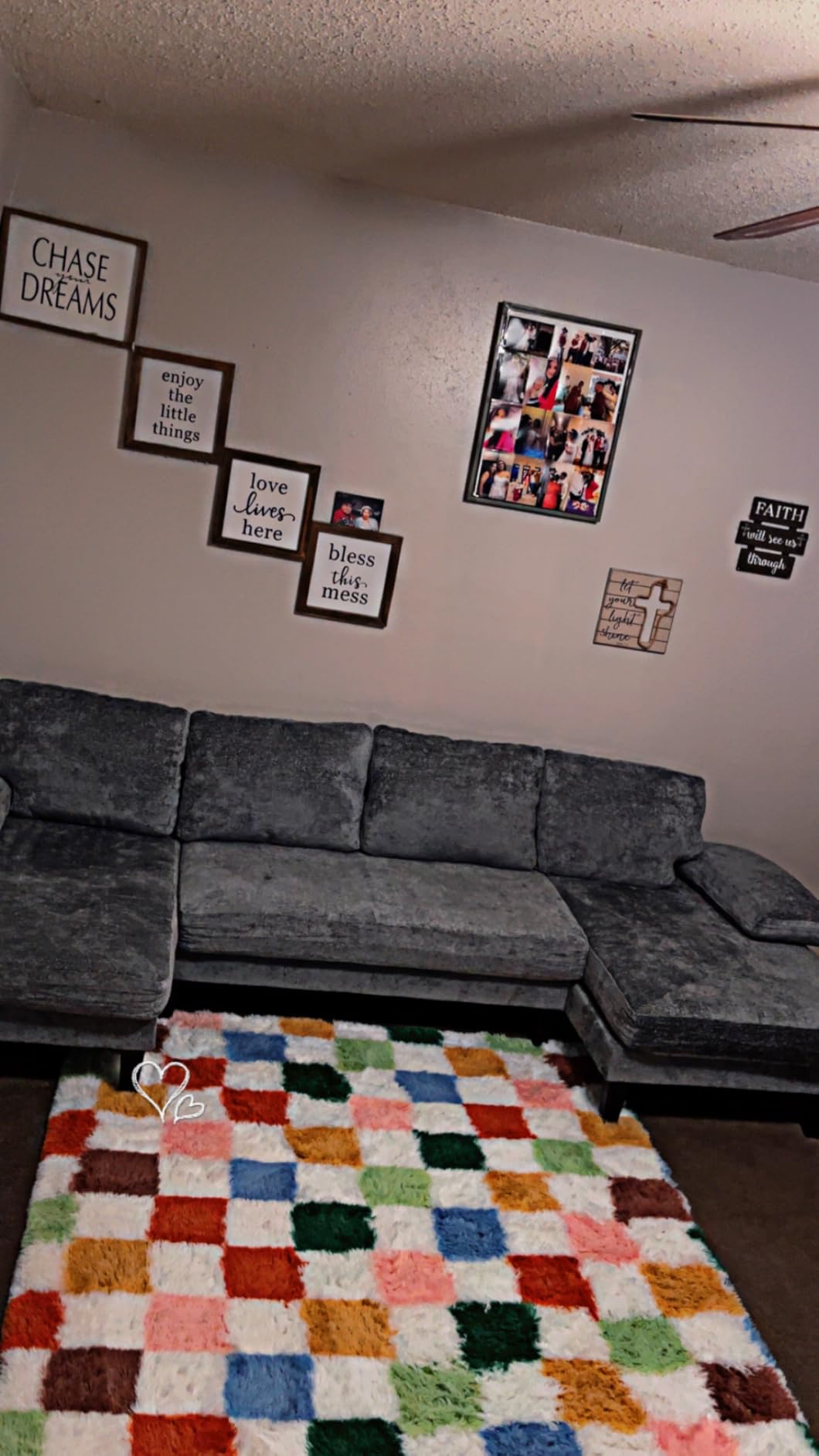 U-Shaped Sectional Couches for Living Room, 112 Inch Modern Sectional Couch, Dark Grey Chenille Sofa with Double Chaise for Apartment customer photo 1