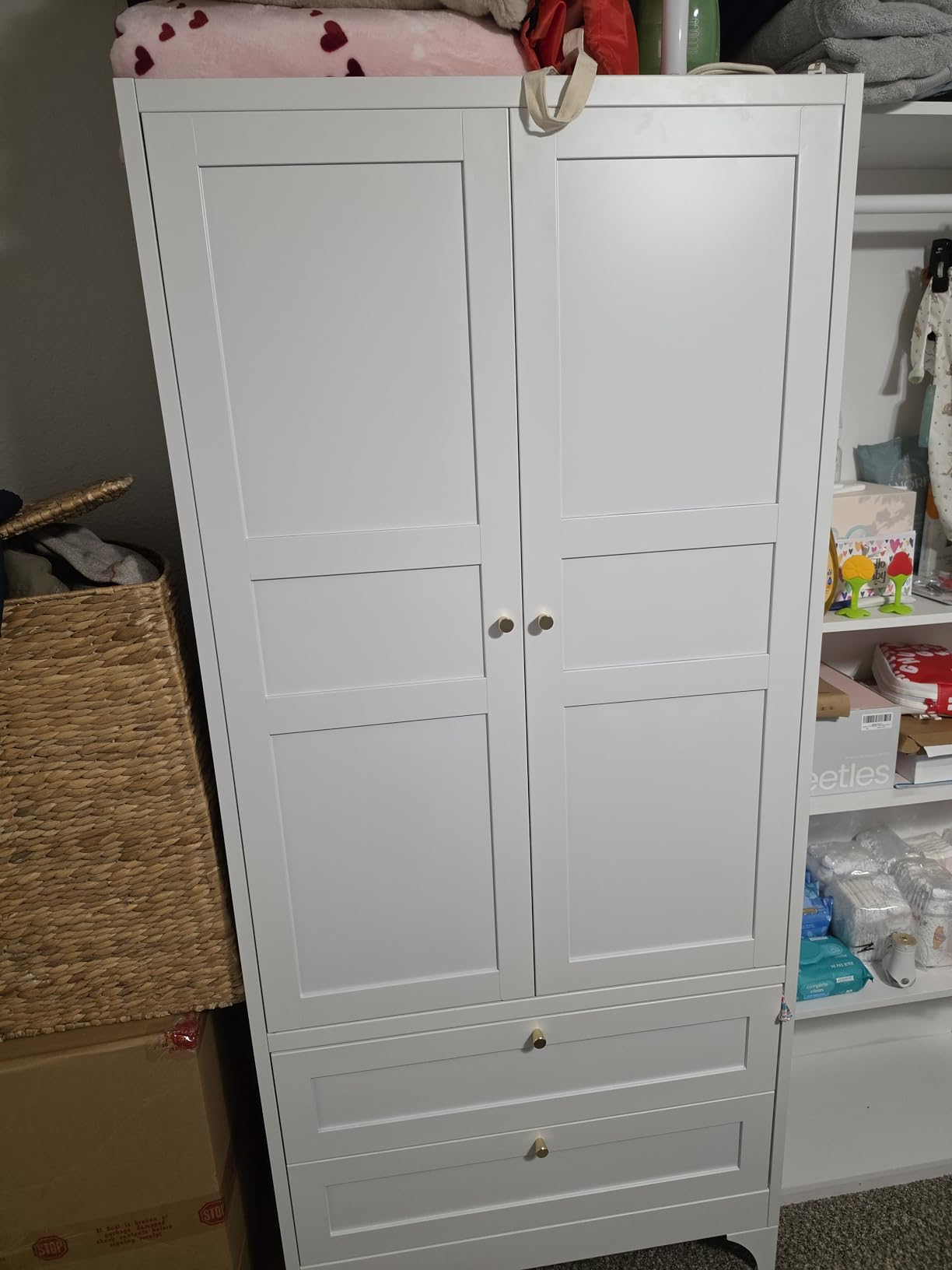 BYNSOE Metal Armoire Wardrobe Closet with 2 Drawers 71