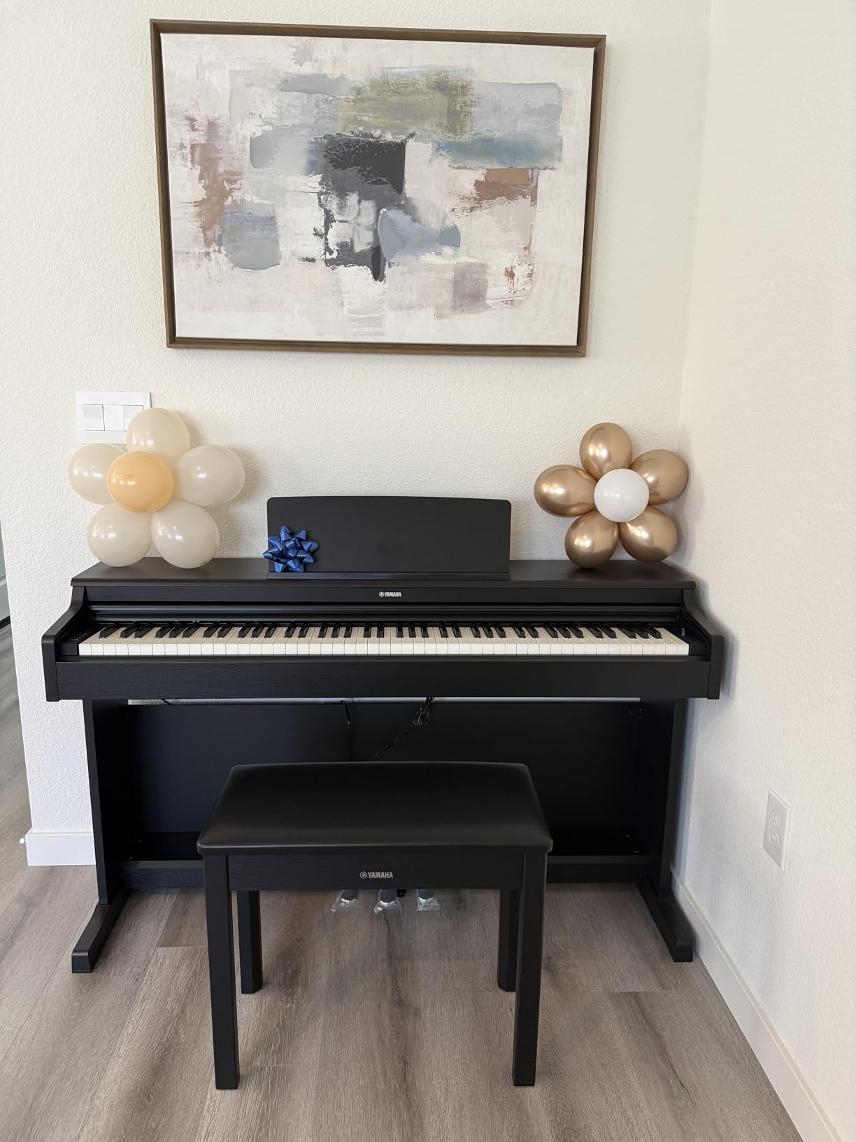 Yamaha YDP105 88-Key Weighted Action Upright Digital Piano for Beginner and Intermediate Players, White customer photo 2