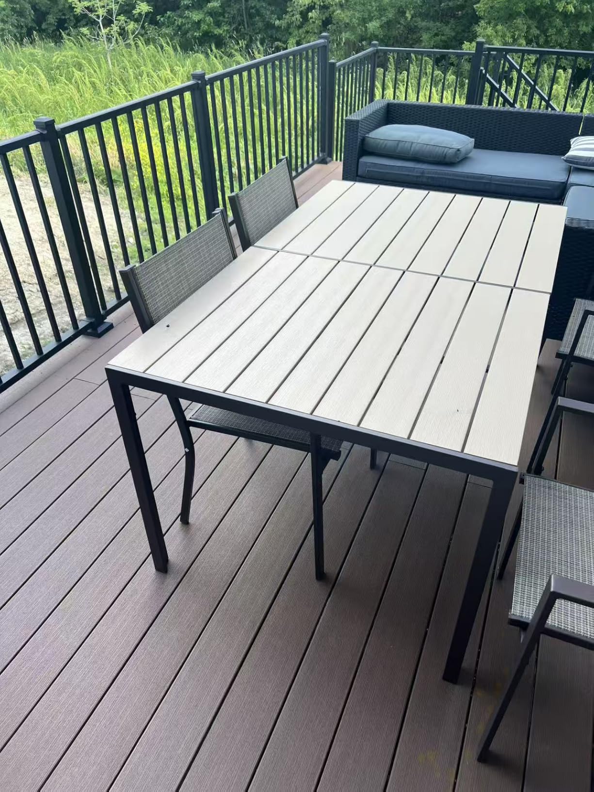 Aoxun 7-Piece Patio Table and Chairs Set for 6, All Weather Outdoor Dining Set with 6 Textilene Chairs and 1 Rectangular Metal Table, Patio Dining Sets for Backyard, Garden and Poolside, Brown customer photo 1