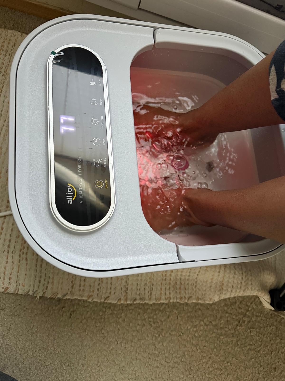 ALLJOY Collapsible Foot Spa with Heat, Pedicure Foot Bath with Bubbles & 6 Rollers, UL-Listed Rapid PTC Heating Foot Soaking Tub for Stress Relief, Relaxation Gift for Women & Men, Nurses & Teachers customer photo 2