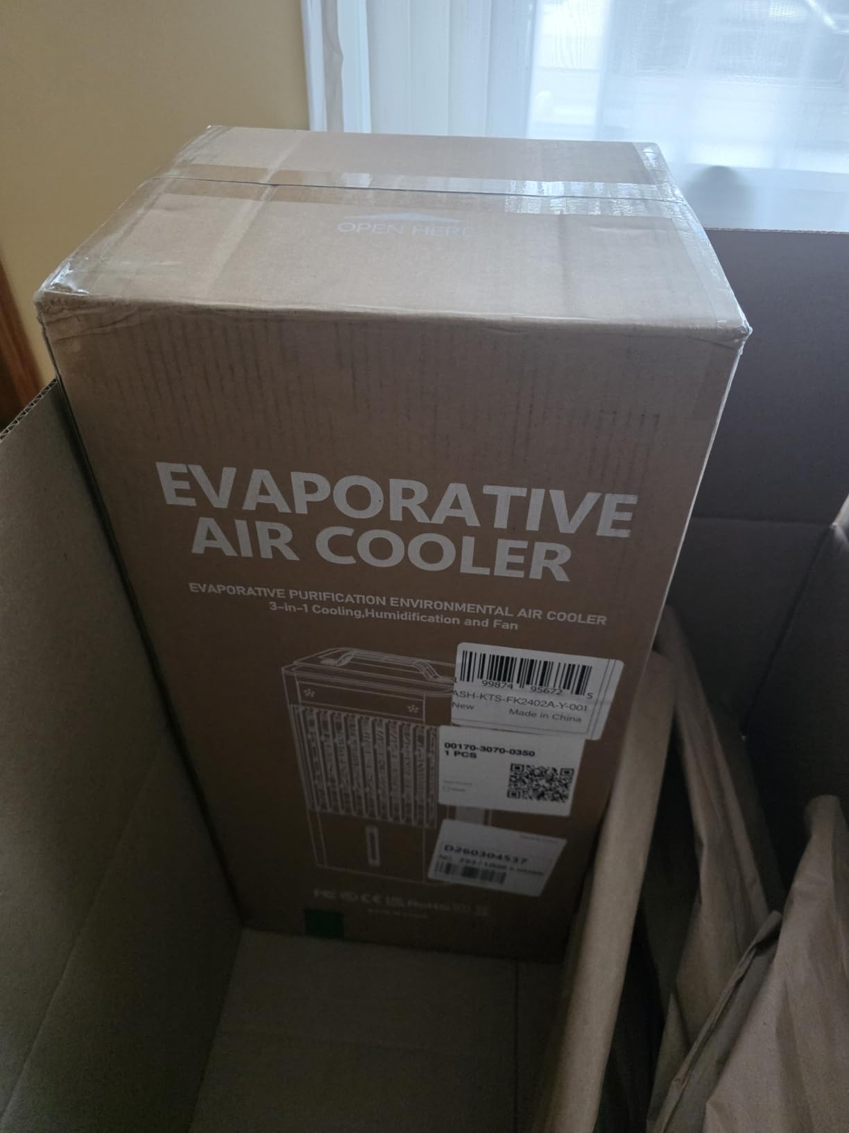 Portable Air Conditioners, 4-IN-1 Swamp Cooler, Evaporative Air Cooler with 3 Speeds & 4 Modes, 2-Gal Water Tank for Cooling, 15-20 FT/s Remote and Touch Control for Indoors Use customer photo 1