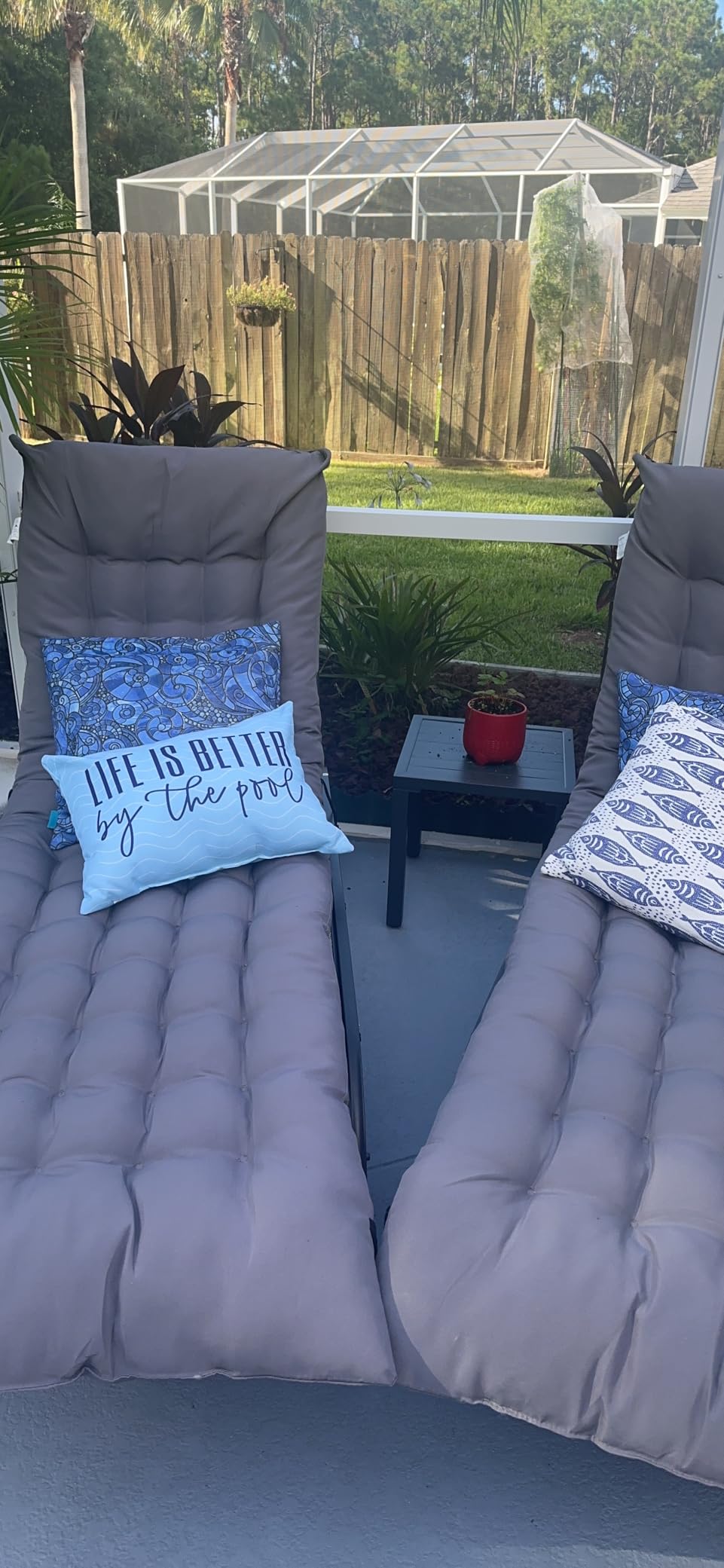 UDPATIO 3 Piece Outdoor Lounge Chair Set 2 Adjustable Textilene Chaise Lounges with Wheels & Side Table 5-Position Reclining Rust Free Patio Chairs for Poolside Backyard Garden Deck Beach customer photo 1