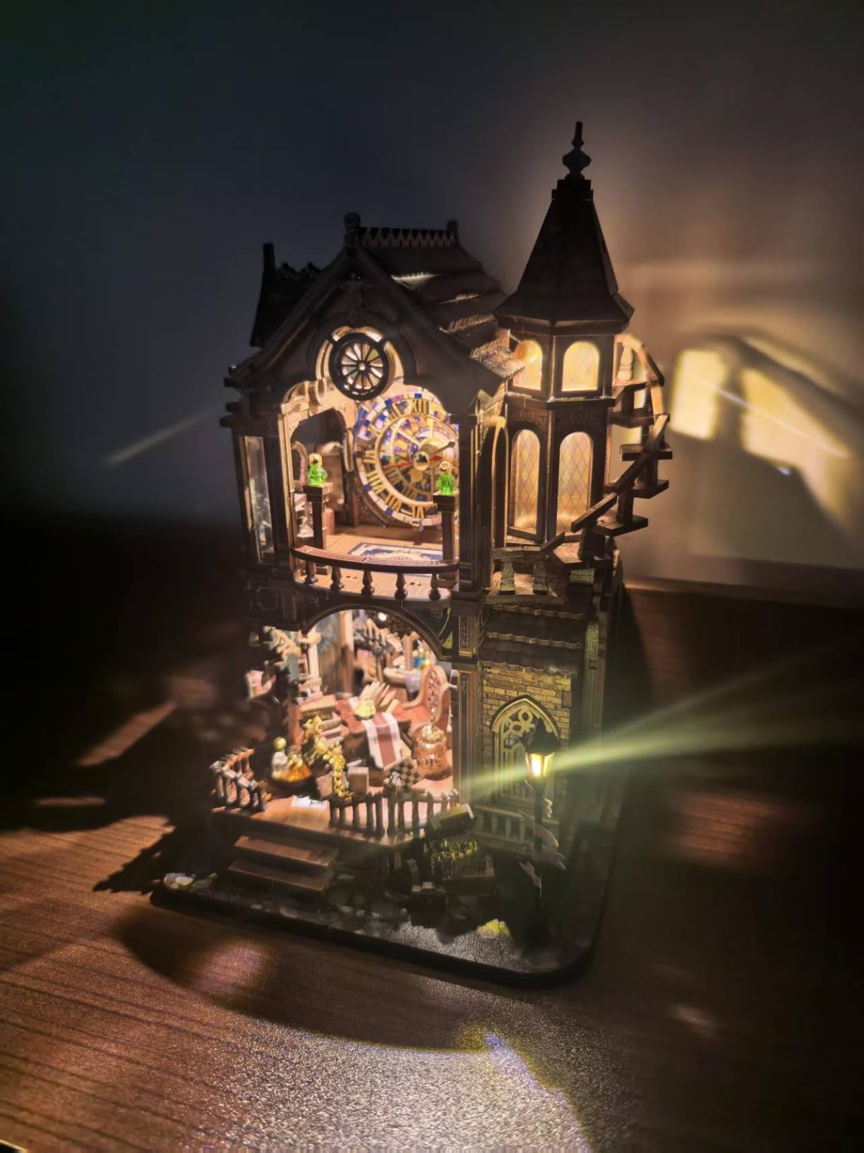 Book Nook Kit Magic Clock Tower 3D Wooden Puzzle for Adults, DIY Miniature House Kit with LED Lights, Creative Home Decor Gift for Display customer photo 1