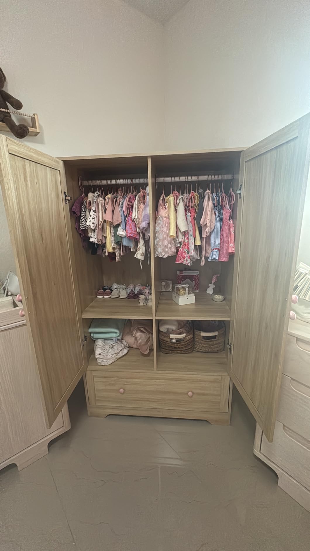 VINGLI Armoire Wardrobe Closet with Doors and Mirror, 47