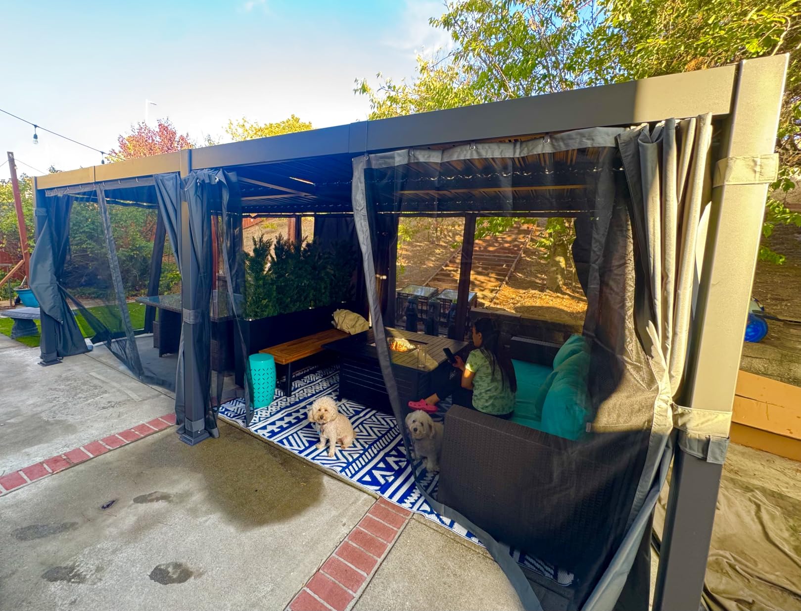 AirWire 10x12 FT Louvered Pergola, Outdoor Pergola with 2 Independent Adjustable Roof and Drainage System, Metal Patio Pavilion, Hardtop Gazebo for Patio, Deck, Garden, Dark Gray customer photo 1