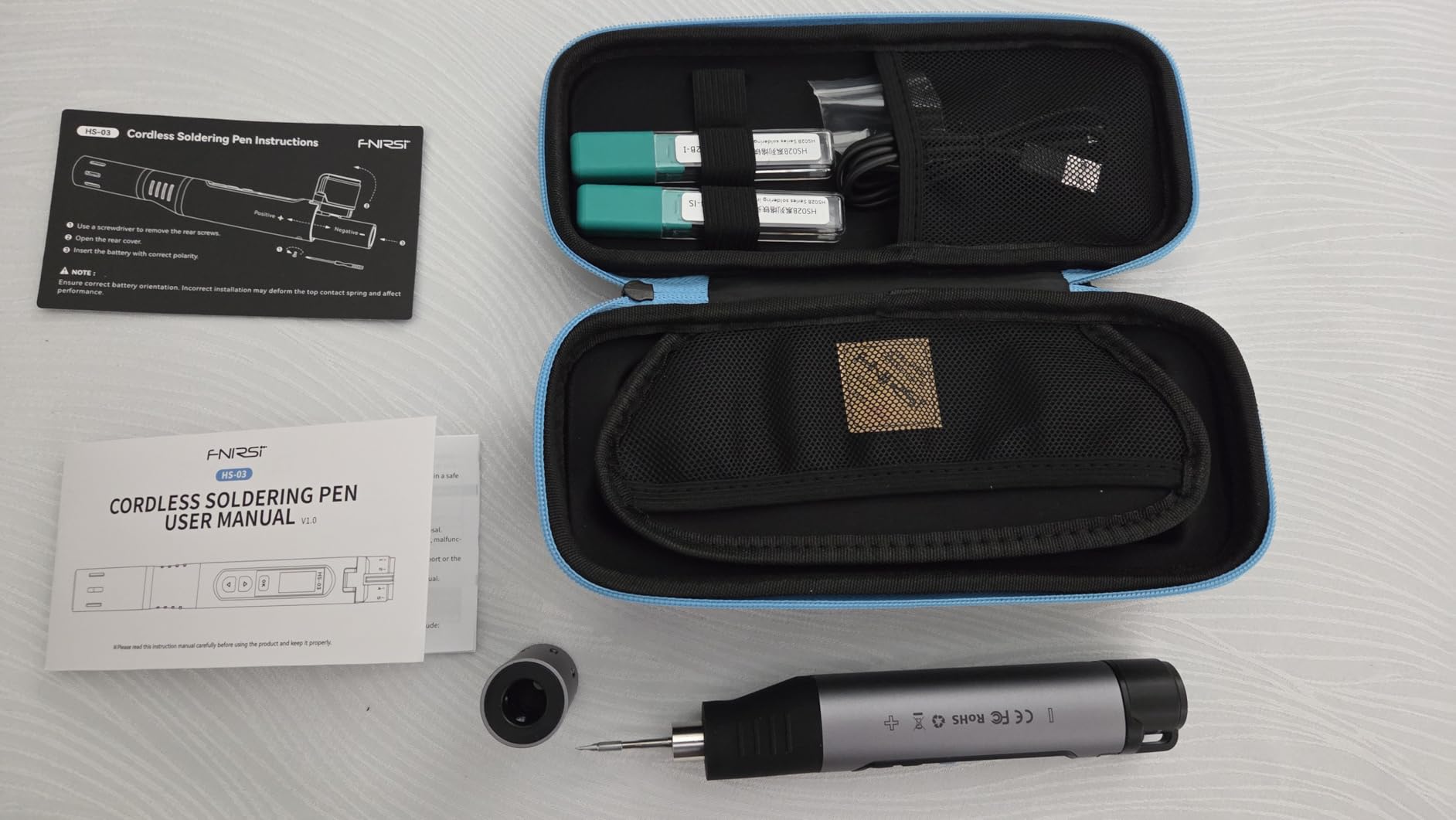 FNIRSI HS-03 Cordless Soldering Iron Kit, 2600mAh Battery Portable Soldering Iron, 212-842°F, 3s Fast Heating, 5-Level Temp, 0.96