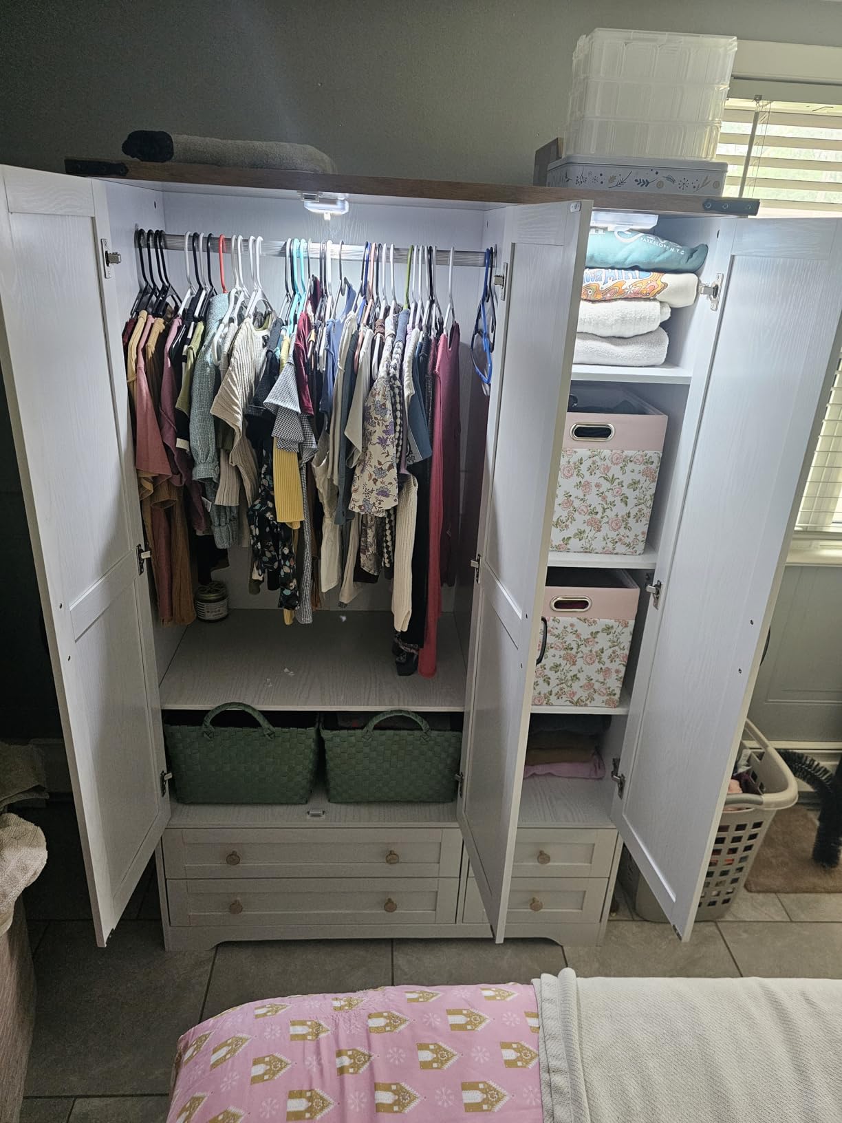 Brafab Armoire Wardrobe Closet with 3 Modern Doors and Mirror, 71