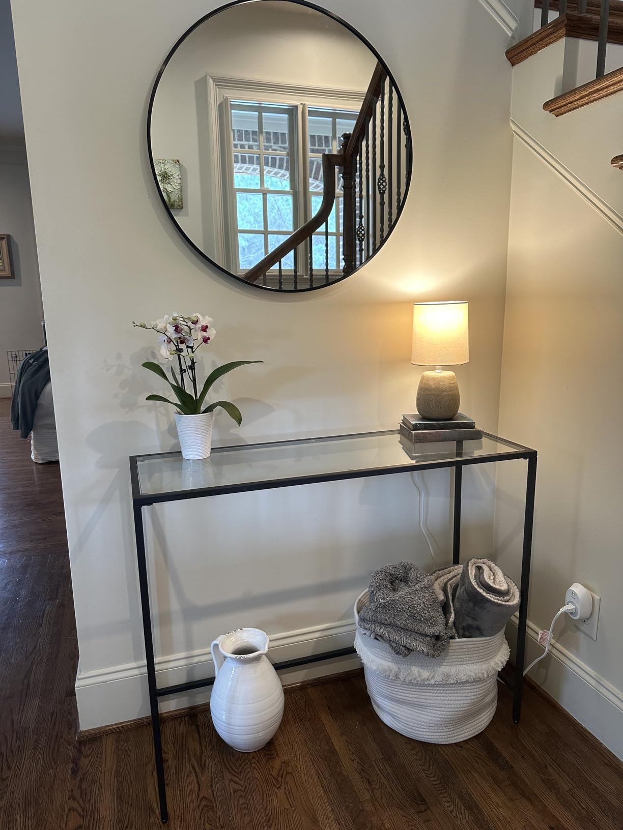 VASAGLE Mariel Collection - Console Table, Narrow Entryway Sofa Table with Drawers and Shelf, Solid Wood Legs, Mid-Century Modern, for Hallway Doorway Living Room, Natural Brown customer photo 2