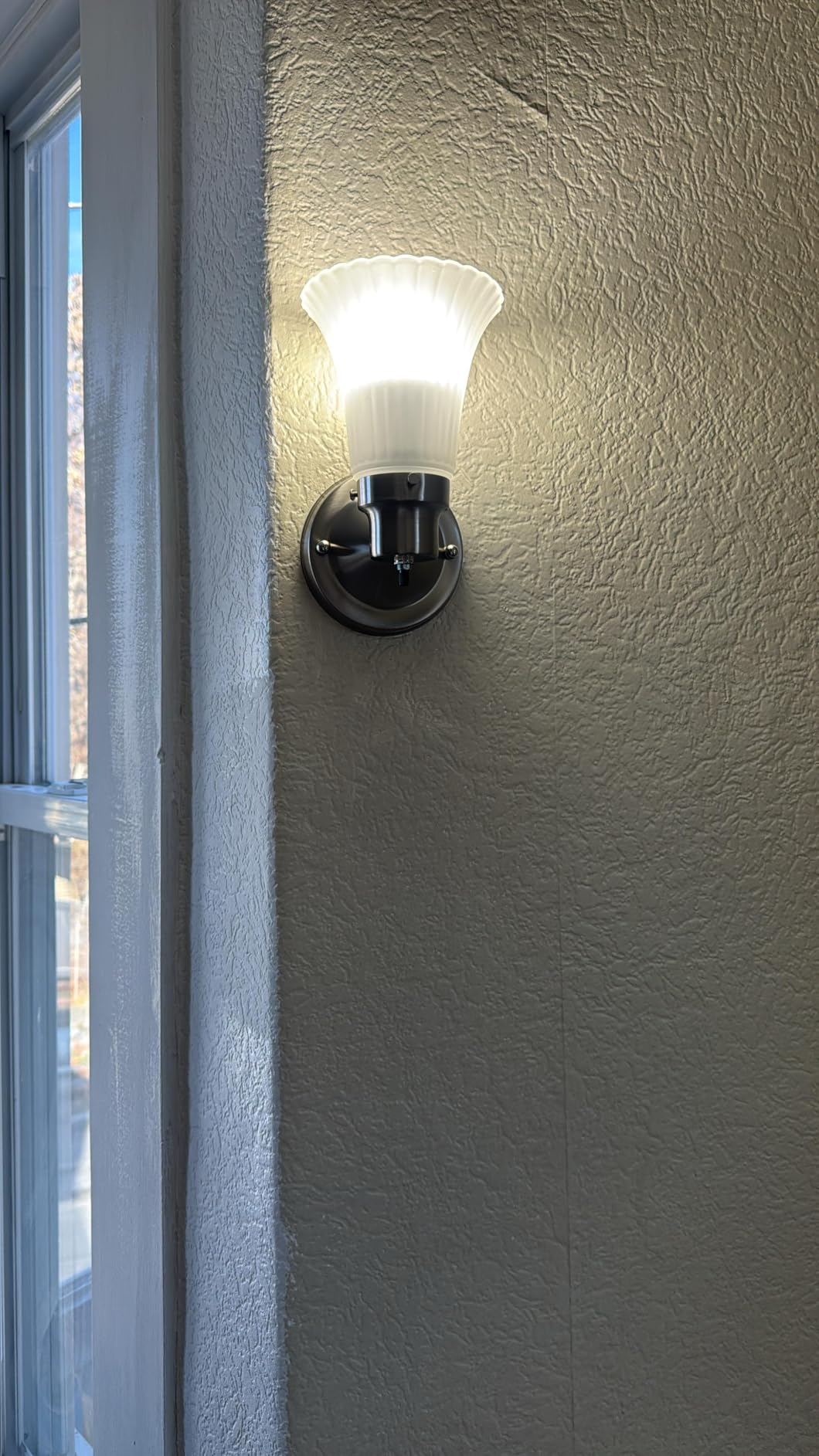 Design House Village Traditional 1-Light Indoor Dimmable Wall Sconce, Frosted Flute Glass, Twist On/Off Switch, Bathroom Bedroom Hallway, Oil-Rubbed Bronze customer photo 1