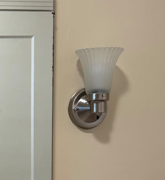 Design House Village Traditional 1-Light Indoor Dimmable Wall Sconce, Frosted Flute Glass, Twist On/Off Switch, Bathroom Bedroom Hallway, Oil-Rubbed Bronze customer photo 2