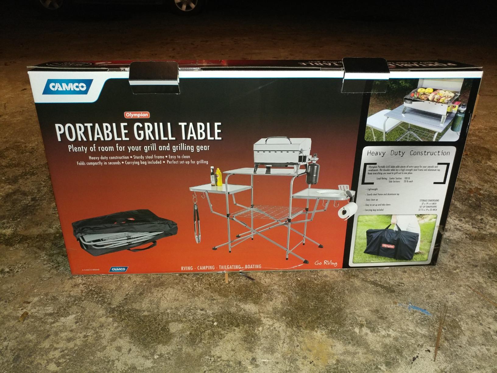 Camco Olympian Deluxe Portable Grill Table - Provides Plenty of Room for Grilling Gear While Camping - Folding Grilling Table Collapses for Compact Storage - Supports Up to 100lb (57293) customer photo 1
