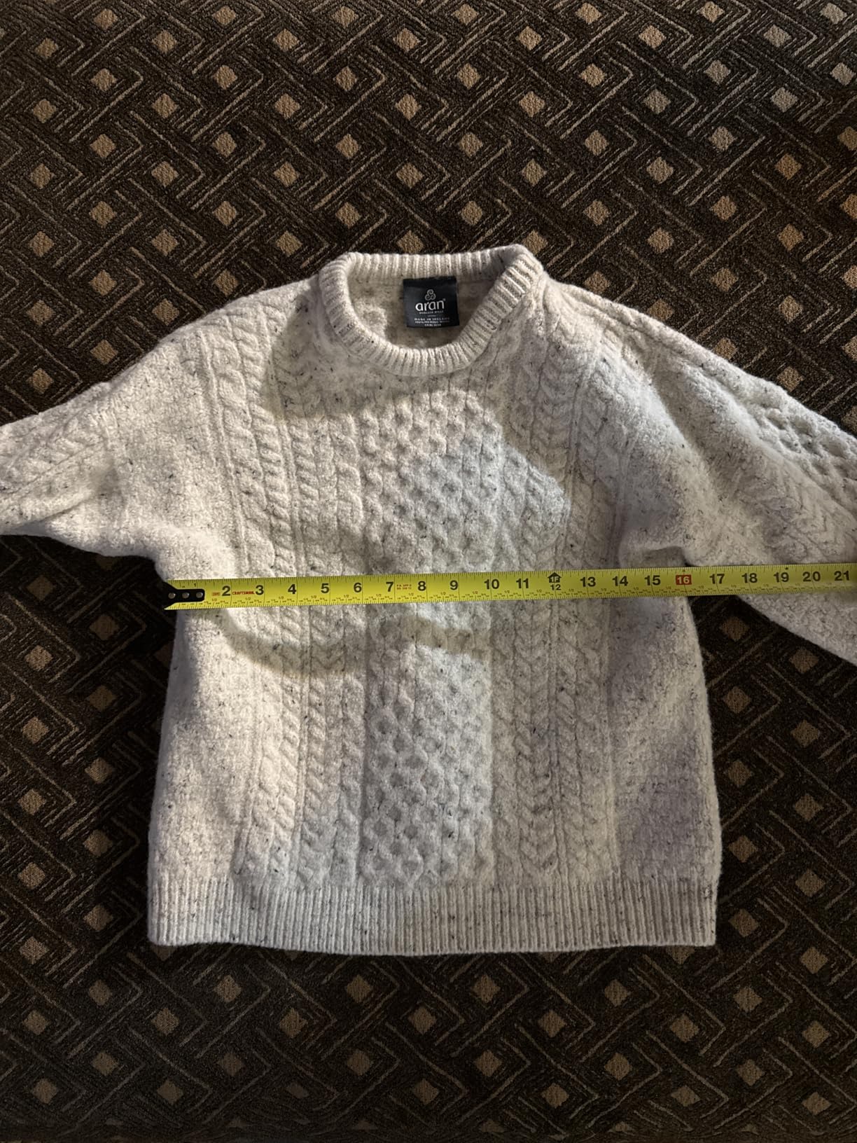 Aran Woollen Mills Inisheer Men's Cable Knit Crew Neck Sweater, Irish Made | Traditional fisherman stitch, Supersoft merino yarn customer photo 2