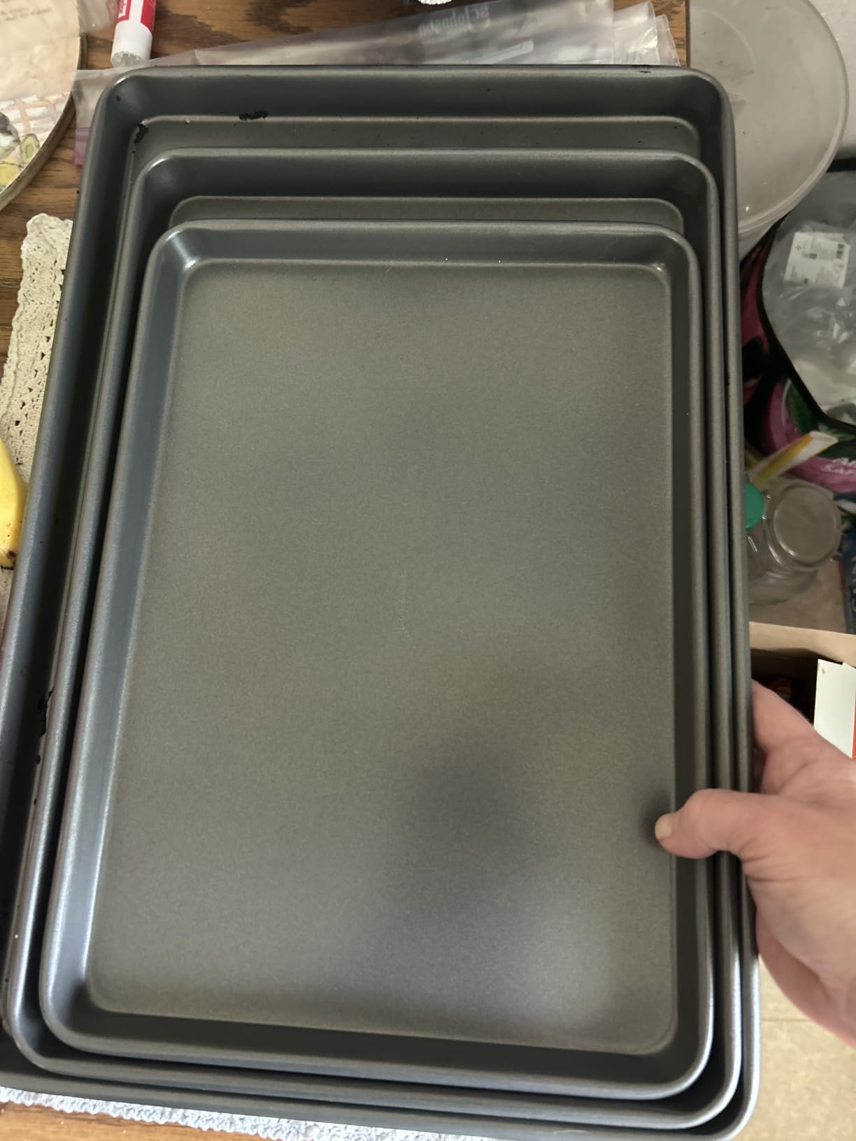 GoodCook Everyday Nonstick Baking Sheet Set, 3 Pack Includes Small (13x9) Medium (15x1) and Large (17x11) Pans Carbon Steel Construction Cookie Sheets Bakeware Set, Gray customer photo 1
