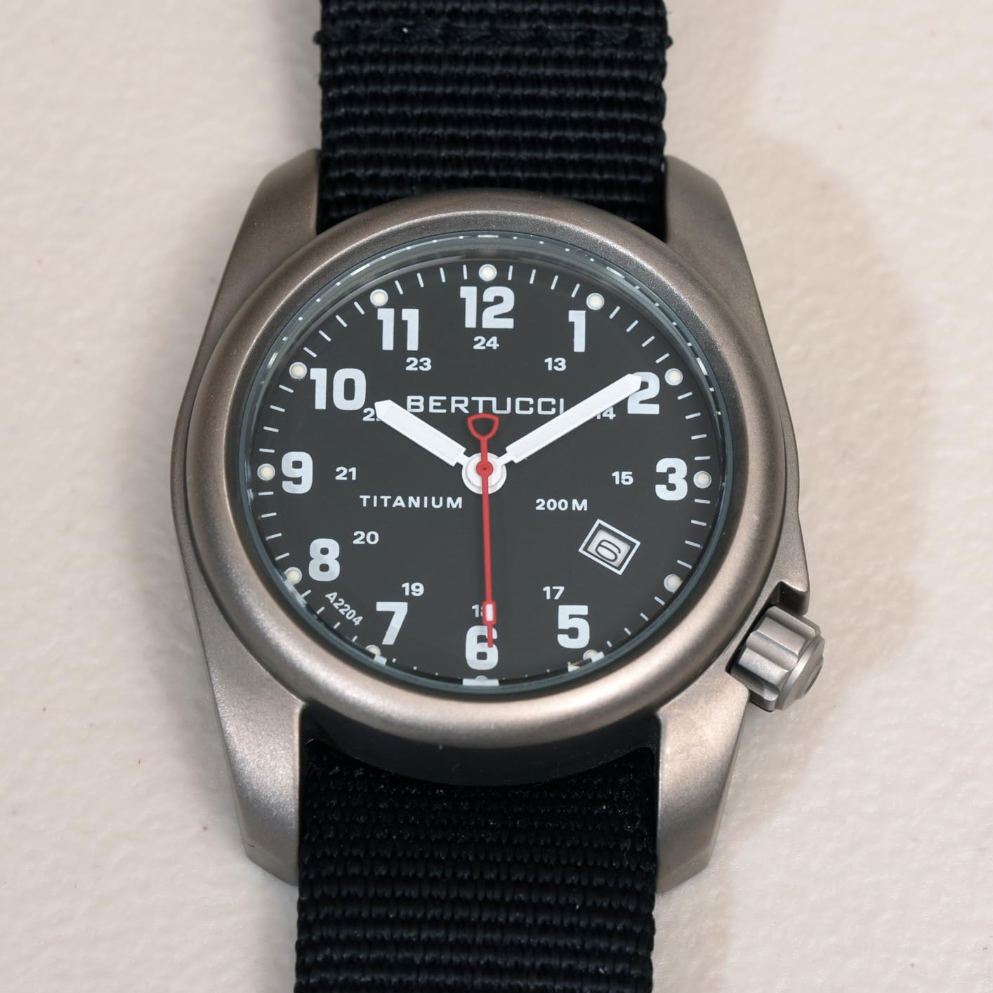 BERTUCCI 40 mm Titanium Field Watch - A-2T Original Classic - Black Dial, Black Nylon Band 12022 customer photo 1