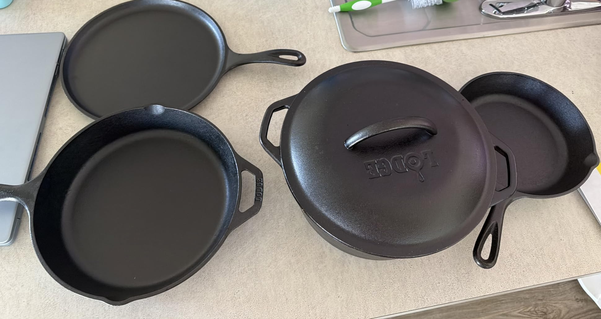 Lodge Cast Iron Set - 5-Piece Set - Pre-Seasoned Kitchen Set - Skillets, Griddle & Dutch Oven Included - PFAS-Free Non-Toxic Cookware customer photo 1