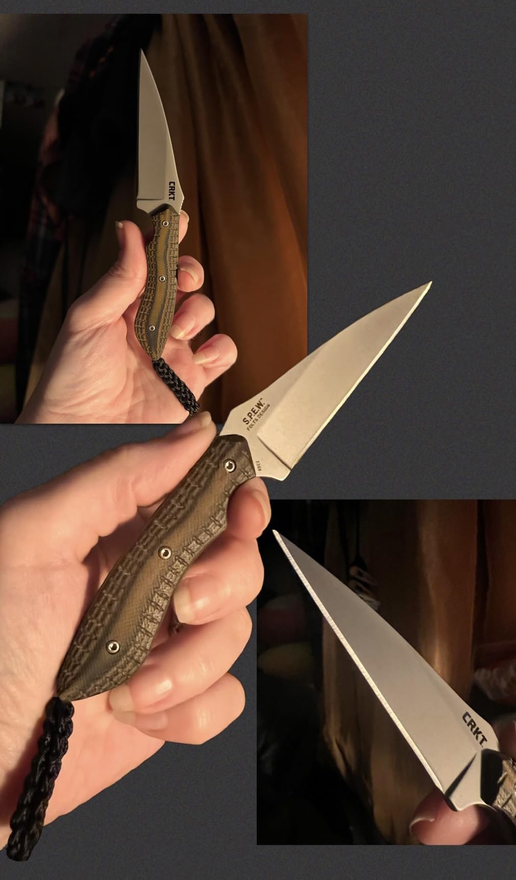 CRKT S.P.E.W. EDC Fixed Blade Knife with Sheath: Compact Utility Neck Knife, Bead Blast Blade, Textured G10 Handle, Nylon Sheath, Belt Loop 2388 customer photo 1