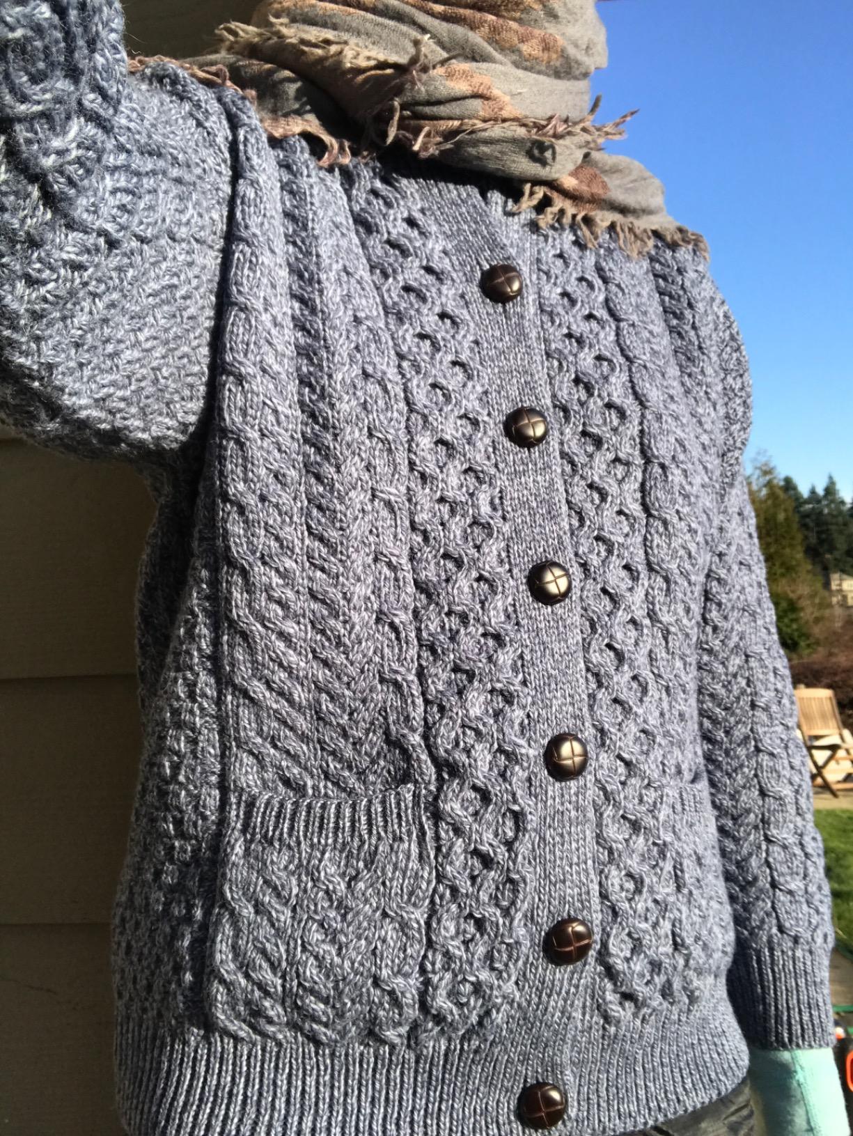 Aran Woollen Mills Achill Women's Irish Cable Knit Aran Cardigan, 100% Merino Wool, Made in Ireland, Cream customer photo 1