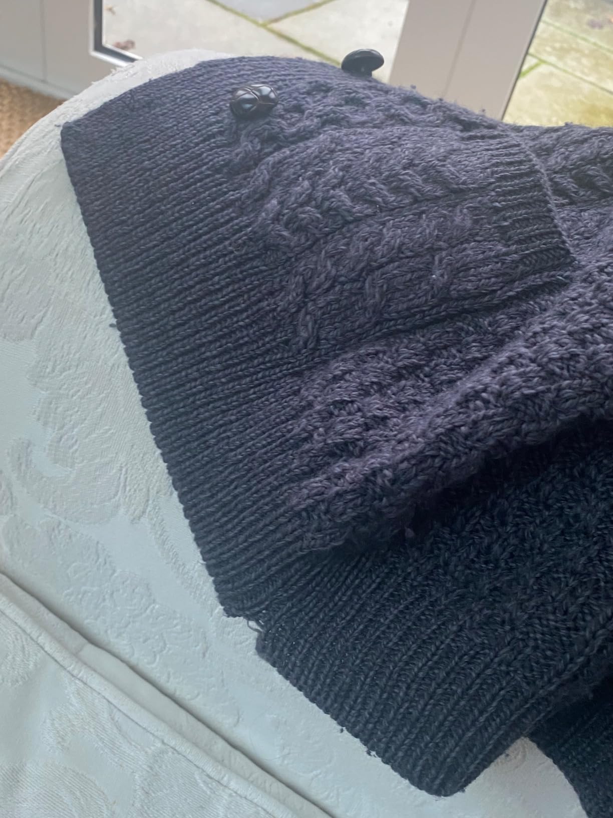 Aran Woollen Mills Achill Women's Irish Cable Knit Aran Cardigan, 100% Merino Wool, Made in Ireland, Cream customer photo 2