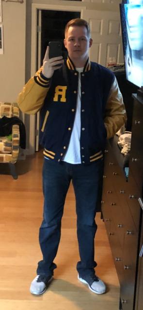 Stewart & Strauss Varsity Letterman Jacket, Wool and Leather | Original American varsity jacket crafted since 1977 customer photo 1