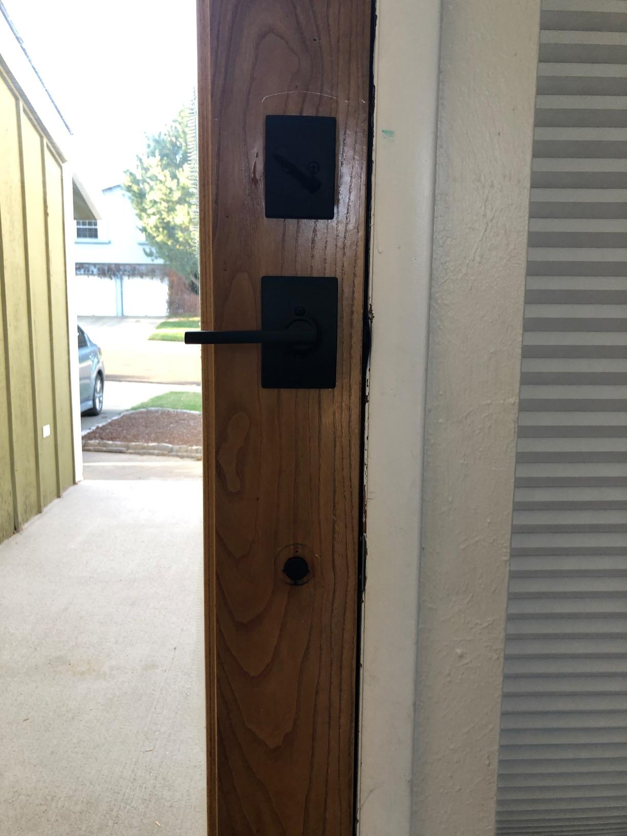 Schlage Century Front Door Entry Handleset, Latitude Lever, Matte Black | Exterior front door handleset with deadbolt & reversible interior lever, Easy install, Certified security/durability, 2 keys customer photo 1