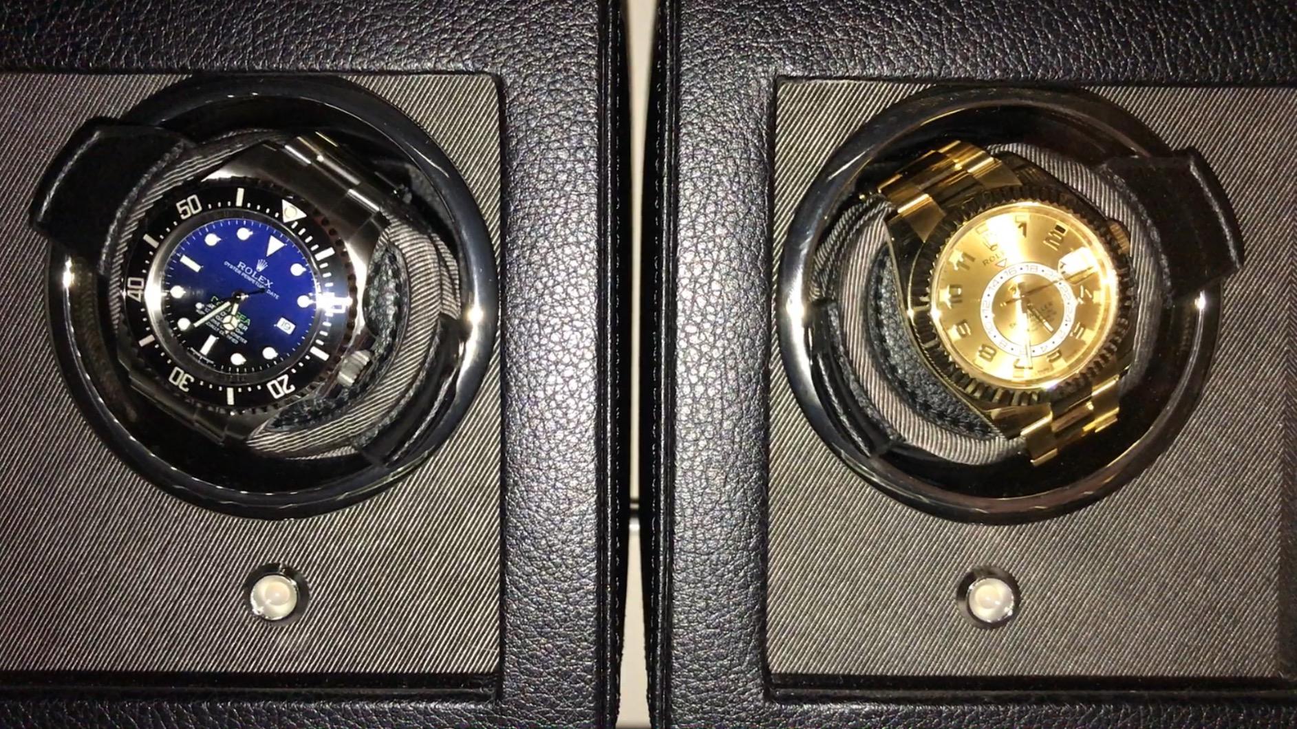 Wolf Cub Single Watch Winder with Glass Cover - Secure Fit with Patented Lock-in Dynamic Cuff - Vegan Leather customer photo 1