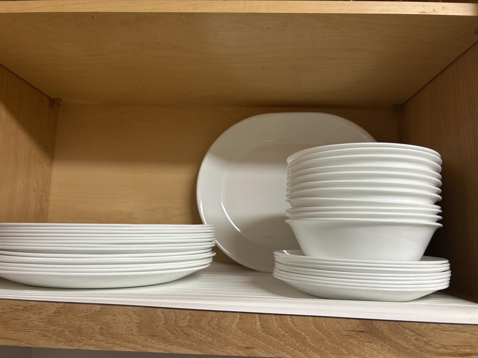 Corelle Vitrelle 38-Piece Service for 12 Dinnerware Set, Triple Layer Glass and Chip Resistant, Lightweight Round Plates and Bowls Set, Winter Frost White customer photo 1