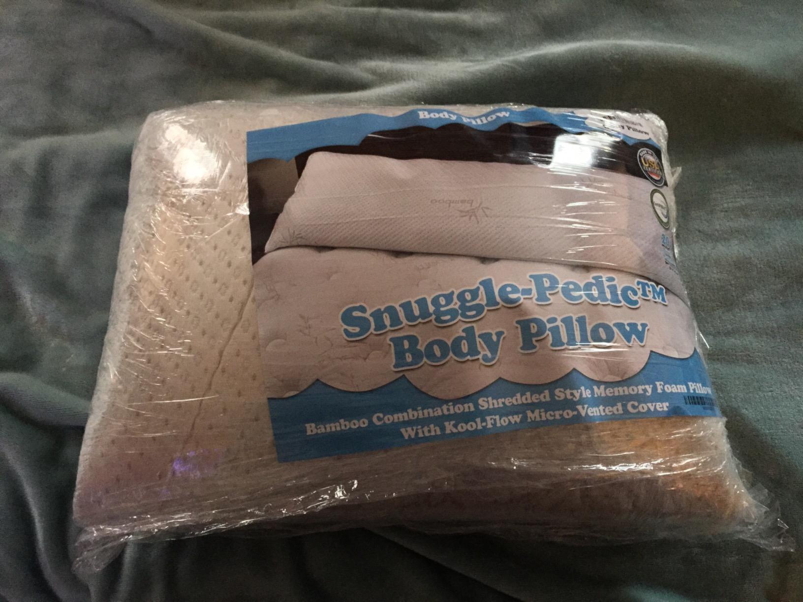 Snuggle-Pedic Body Pillow for Adults - Breathable, Full Body Pillow for Side Sleepers - Shredded Memory Foam Gel - Cooling Long Pillow Supports Legs, Belly & Hips - 20x54 White customer photo 2