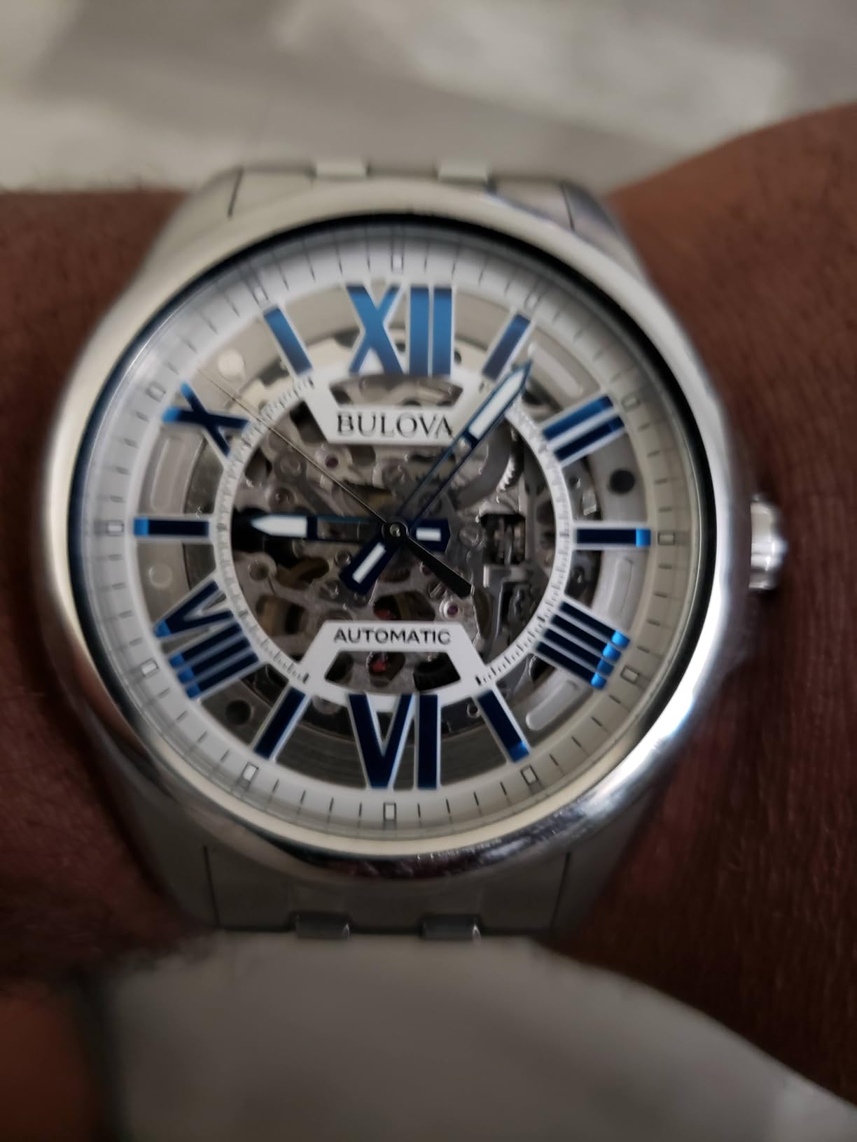 Bulova Men's Classic Sutton 3-Hand 21-Jewel Automatic Watch, 42 Hour Power Reserve, Skeleton Dial, 100M Water Resistant, 43mm customer photo 1