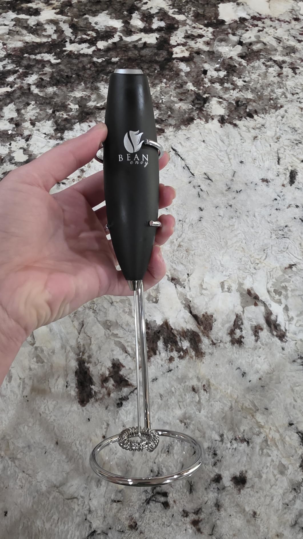 Bean Envy Milk Frother, Coffee Stirrers, Frother Wand, Milk Frother Handheld, Frother with stand, Hand Blender for Coffee, Lattes, Cappuccino, Matcha and Hot Chocolate - Kitchen Gifts - Black customer photo 1