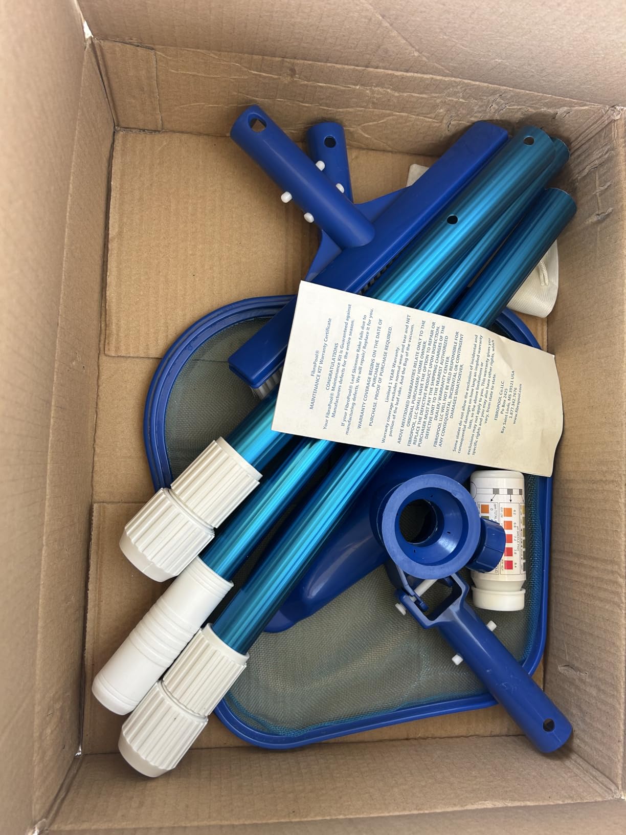 Pool Kit - Telescoping Pole Set - 7-Piece - Steel | Above Ground Use, Garden Hose Vacuum, 4 ft Aluminum Handle, 12 in Skimmer Net, Floating Chlorinator, Test Strips Included customer photo 2