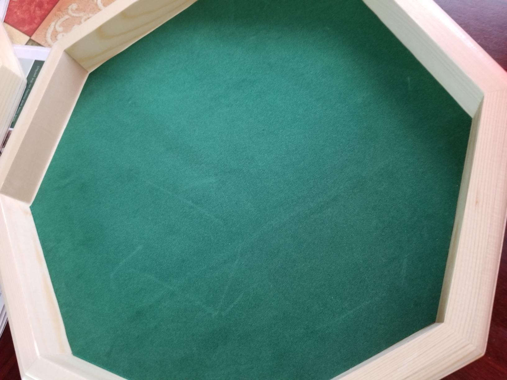 Heavy Duty 12 Inch Octagonal Wooden Dice Tray with Felt Lined Rolling Surface customer photo 2