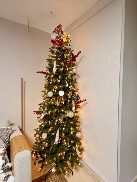 Puleo International 7.5ft Pre-Lit Fraser Fir Pencil Christmas Tree with 350 Clear Lights, 1188 Realistic Dense Branch Tips, Easy Setup Artificial Trees with Sturdy Metal Stand customer photo 1