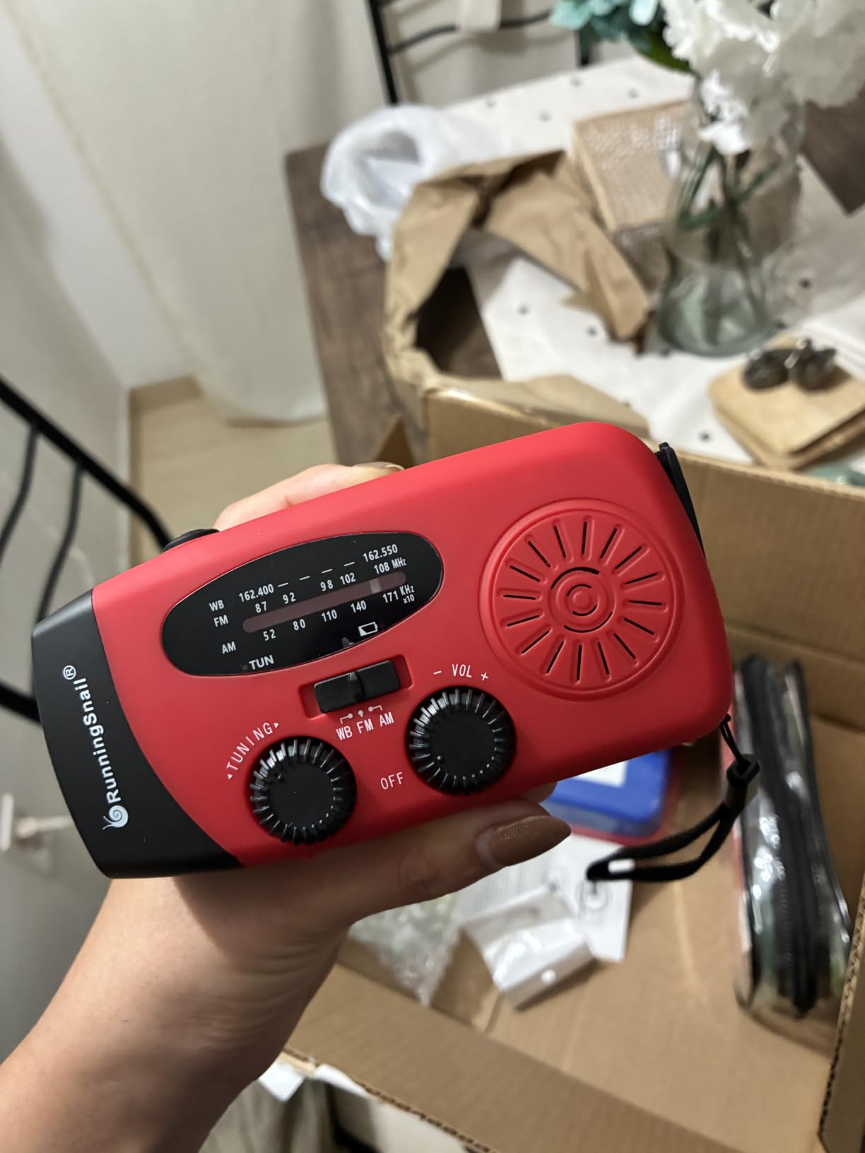 RunningSnail Emergency Hand Crank Radio With LED Flashlight For Emergency, AM/FM NOAA Portable Weather Radio With 2000mAh Power Bank Phone Charger, USB Charged & Solar Power For Camping, Emergency customer photo 1