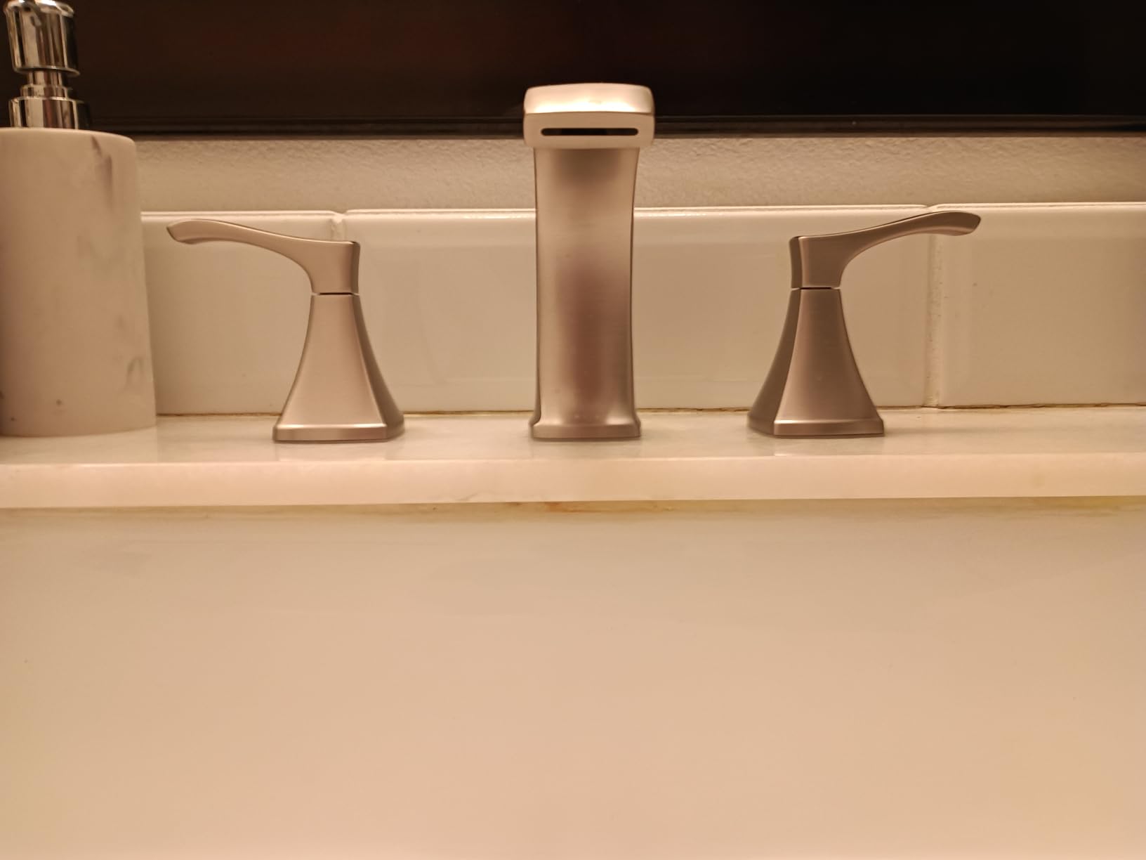 Pfister Venturi 8 in Widespread 3 Hole Bathroom Sink Faucet with Push & Seal Drain, Spot Defense Brushed Nickel Finish, 2 Handle Vanity Faucet for Sink LF049VNGS customer photo 1